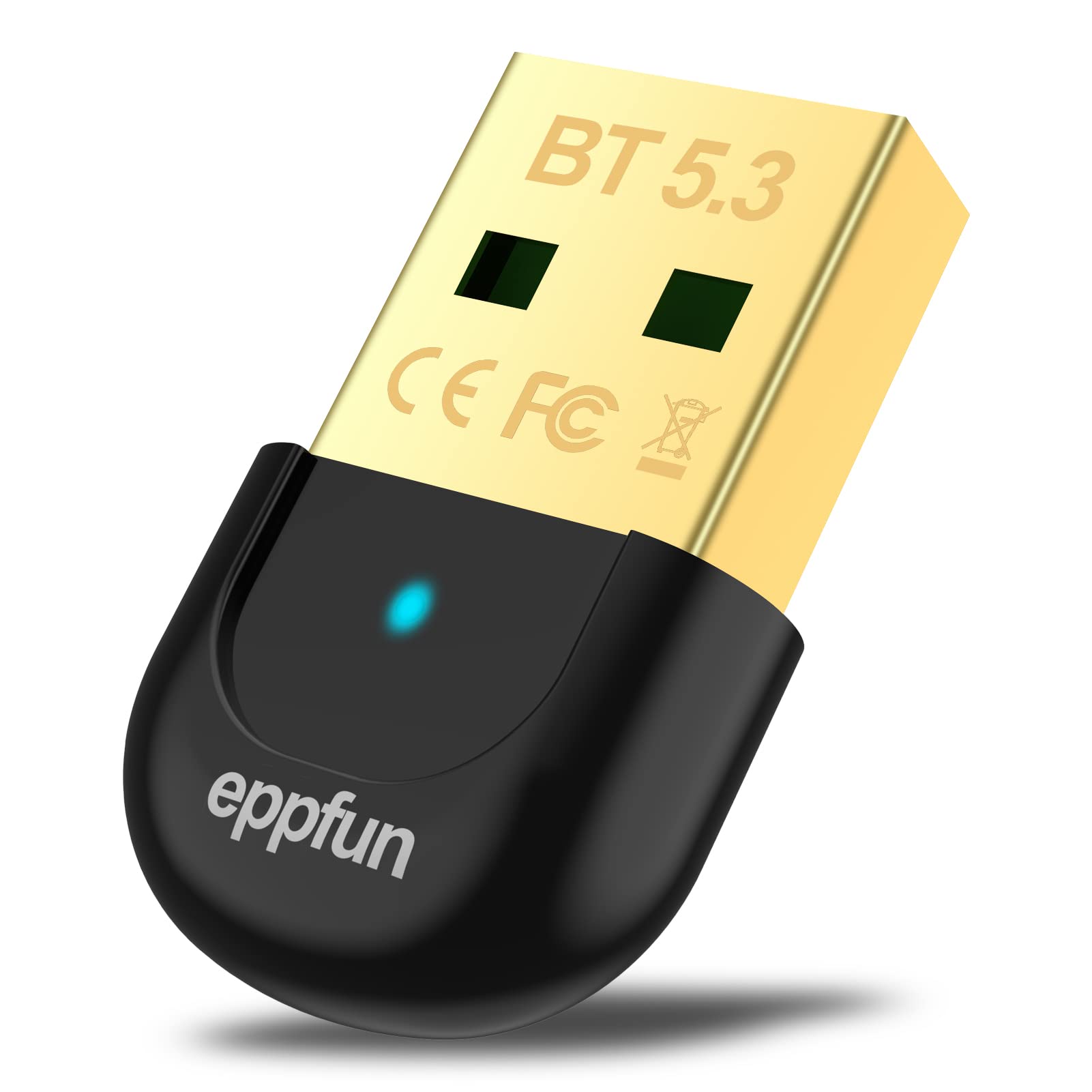 EPPFUN USB Bluetooth 5.3 Adapter for PC - Wireless Audio Transmitter Dongle Compatible with Windows 11/10/8.1 - Connect Printer, Speaker, Mouse & Keyboard - Perfect for Home Office, Gaming & Streaming