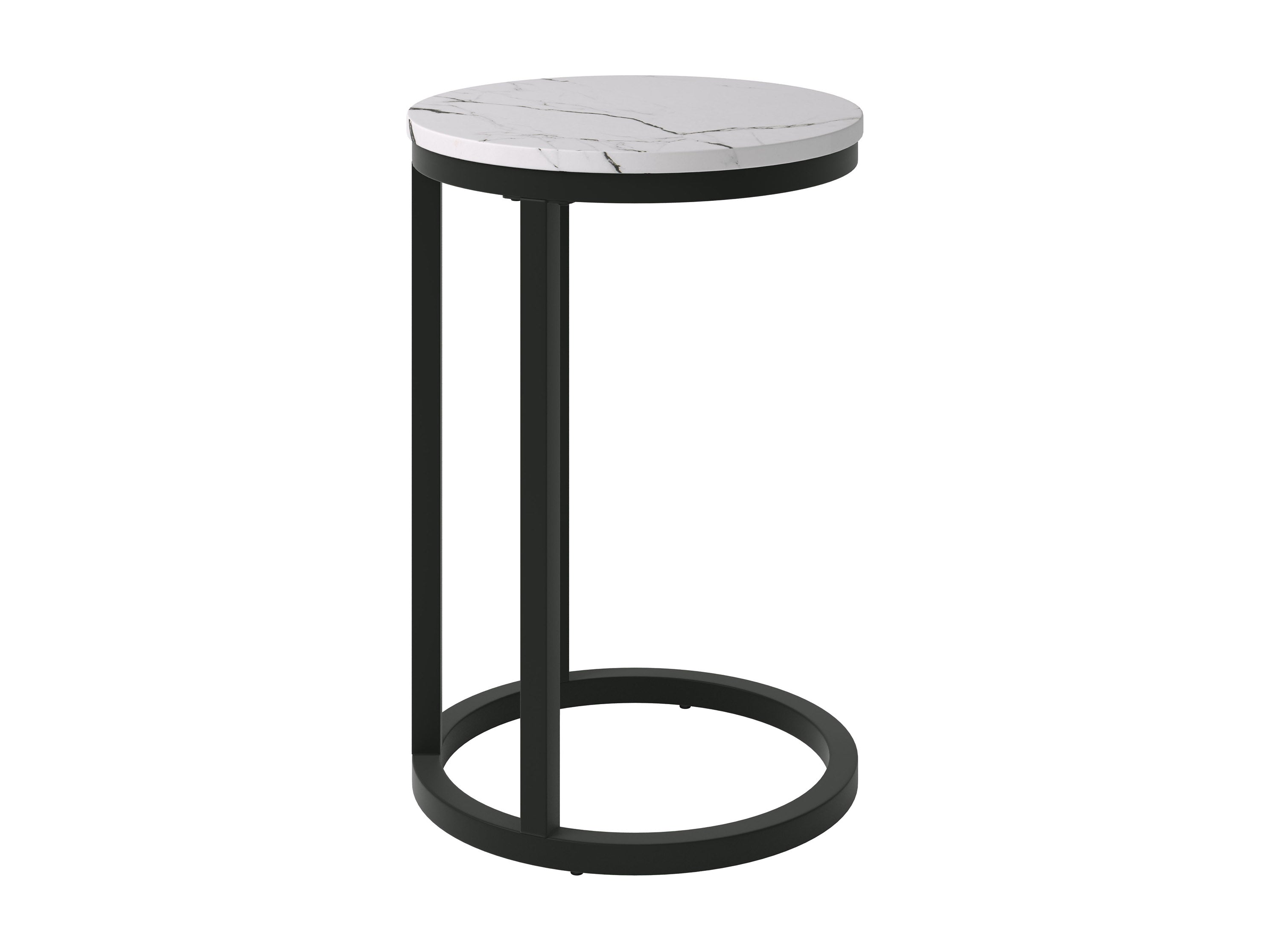 Elegant White Marble Round Side Table - Modern Accent Table for Living Room, Bedroom & Office Decor - Perfect for Coffee, Books & Plants