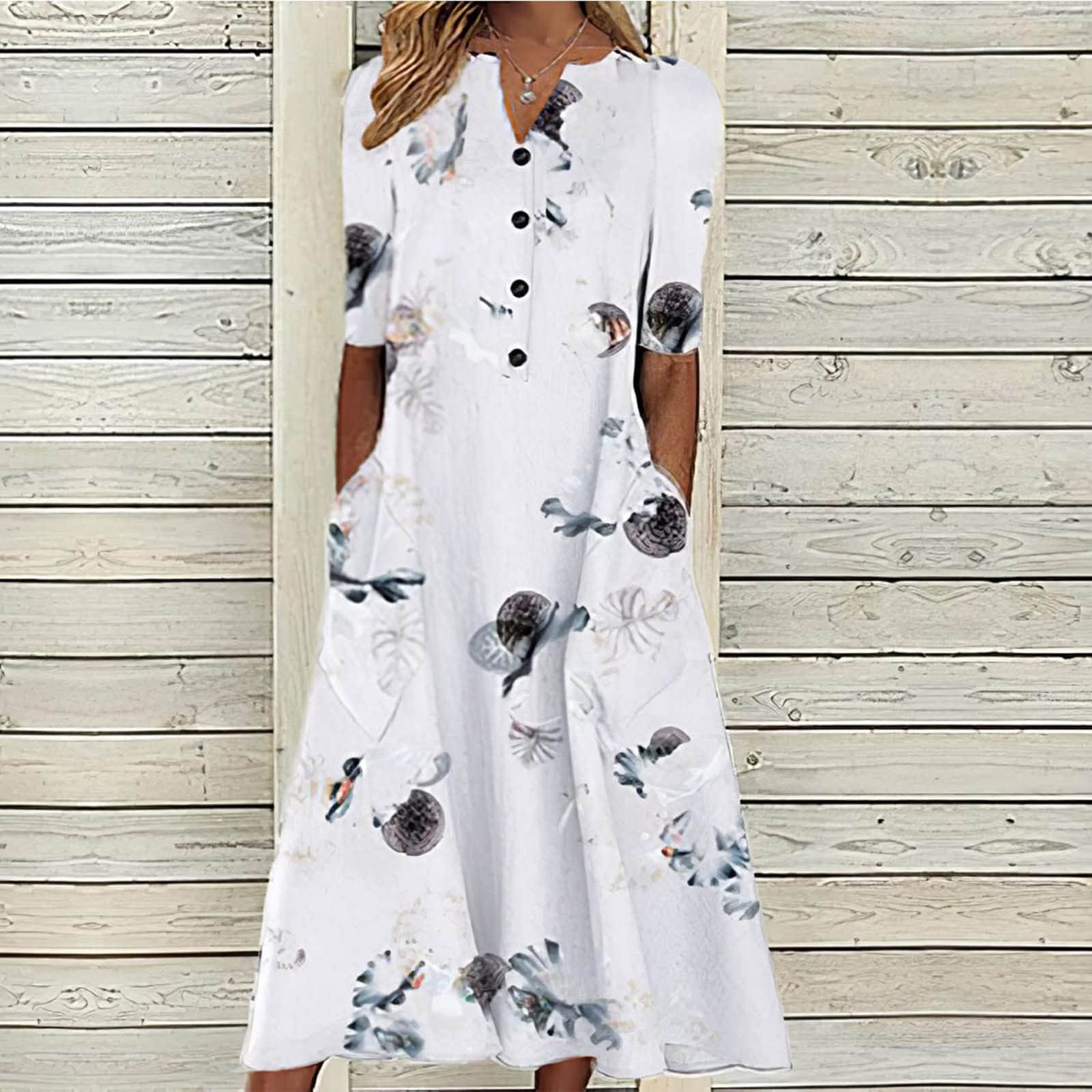 Women's Summer Dresses 2025 - Casual Plus Size Floral Boho Shirt Dress with Pockets | Trendy Flowy Spring Dress for Beach, Vacation & Everyday Wear