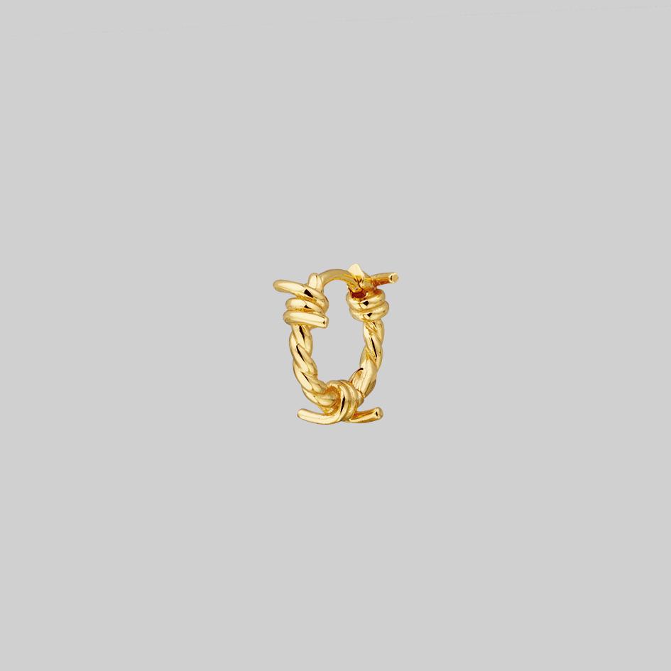 Survival Barbed Wire Clicker Hoop Earrings - Gold Stainless Steel Punk Gothic Jewelry for Women | Perfect for Concerts, Halloween & Edgy Fashion Outfits