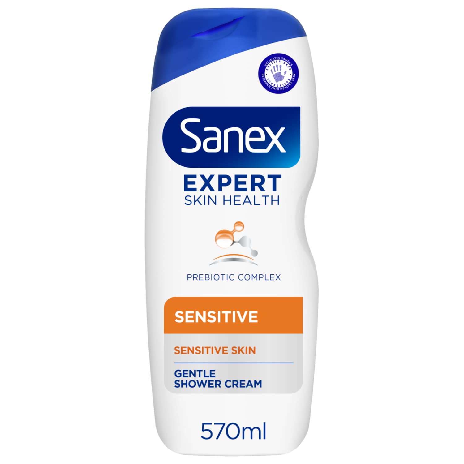 Sanex Expert Skin Health Sensitive Shower Gel 570ml | Sulfate-Free Body Wash for Dry & Sensitive Skin | Prebiotic & Postbiotic Complex | Dermatologist Tested | Gentle Cleansing with Skin-Friendly Fragrance | Perfect for Daily Shower & Post-Workout Care