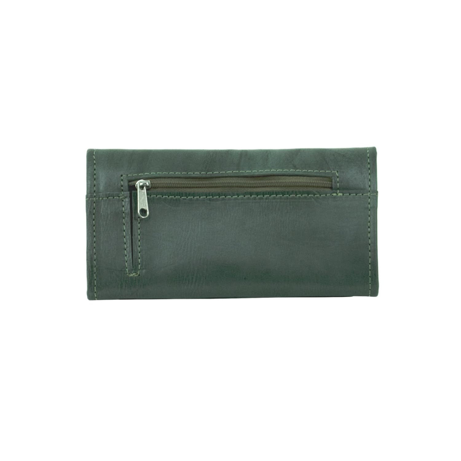 American West Leather Tribal Weave Women's Tri-Fold Wallet - Handmade Genuine Leather with Marine Turquoise Accents | Perfect for Everyday Use, Travel & Gift Giving