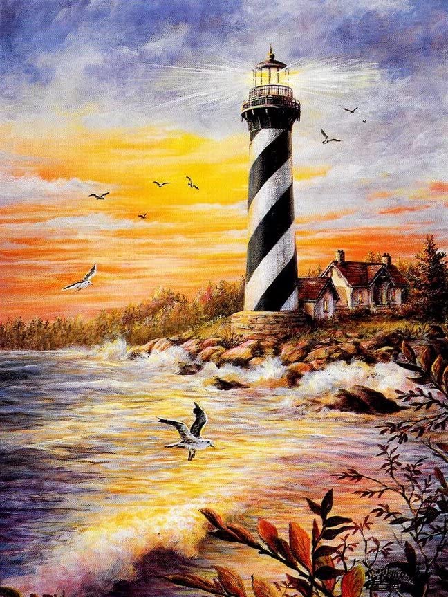 300-Piece Wooden Jigsaw Puzzle - Lighthouse & Victorian Cottage by The Sea for Home Decor & Wall Art | Living Room & Educational Games