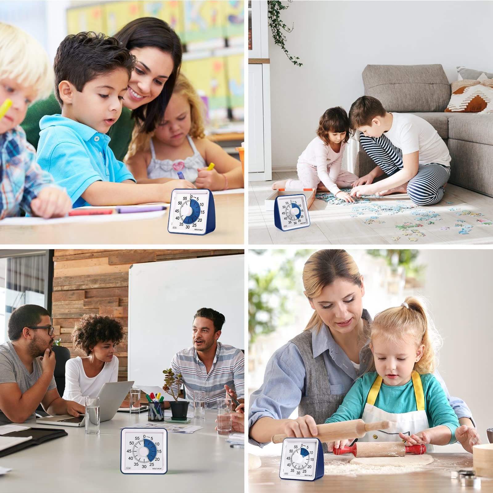 Secura 60-Minute Visual Timer with Colorful Display - Countdown Timer for Classroom, Kids Learning, Homework & Time Management - Perfect for Teachers, Parents & Office Use (Navy Blue)