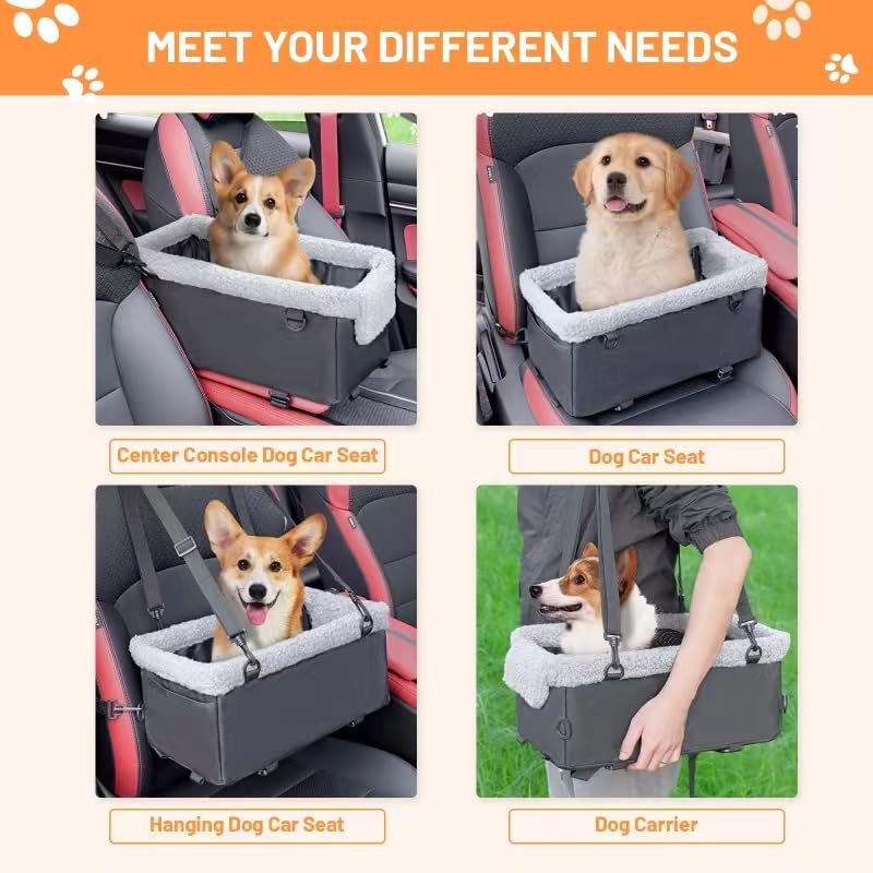 Small Dog Car Seat with Metal Frame - Raised Pet Booster Seat for Puppies & Cats | Safe Travel for Small Pets in Cars, SUVs & Road Trips