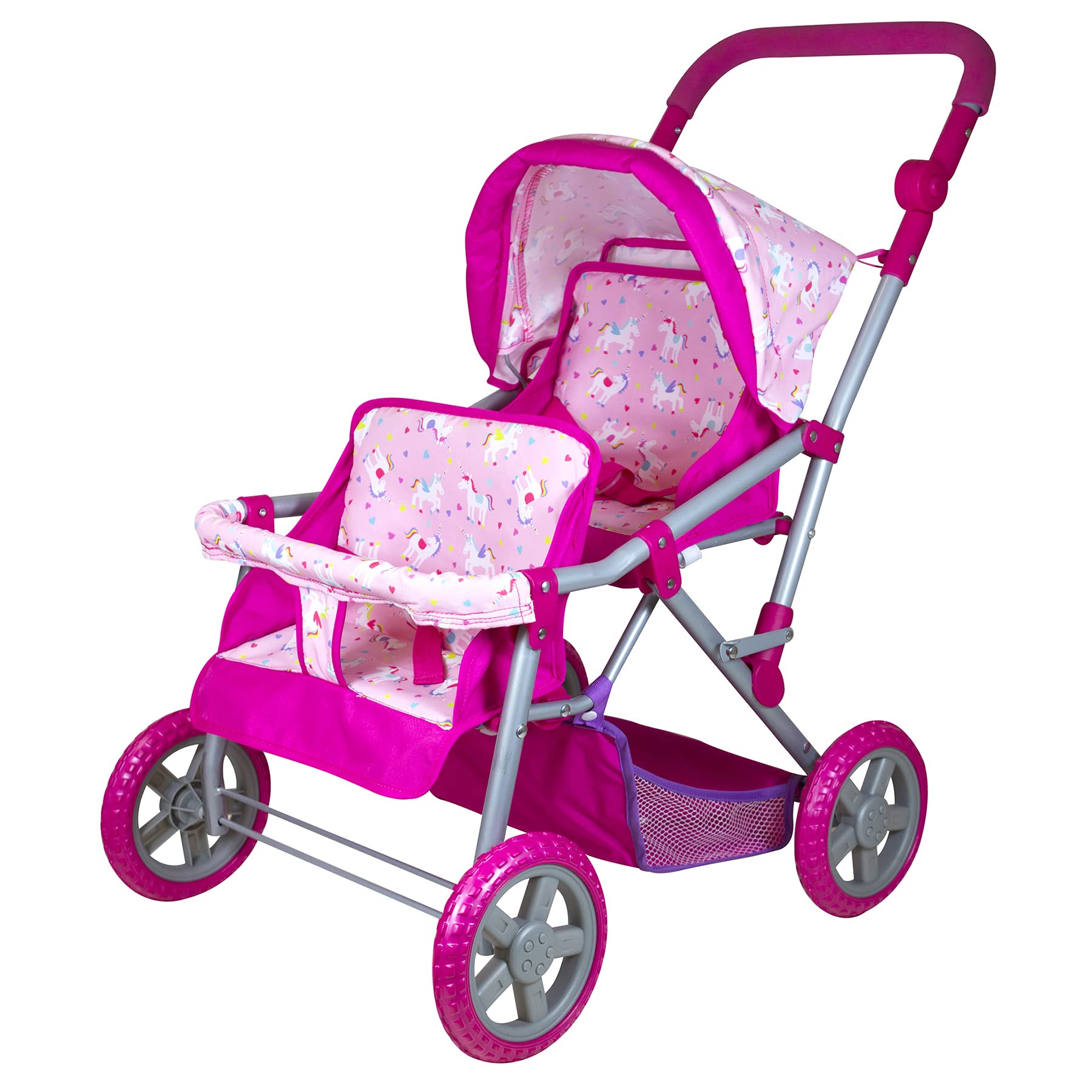 Lissi Colorful Twin Baby Doll Stroller - Lightweight & Foldable for Toddlers, Kids Pretend Play, Role Play, Outdoor Walks, and Indoor Playtime
