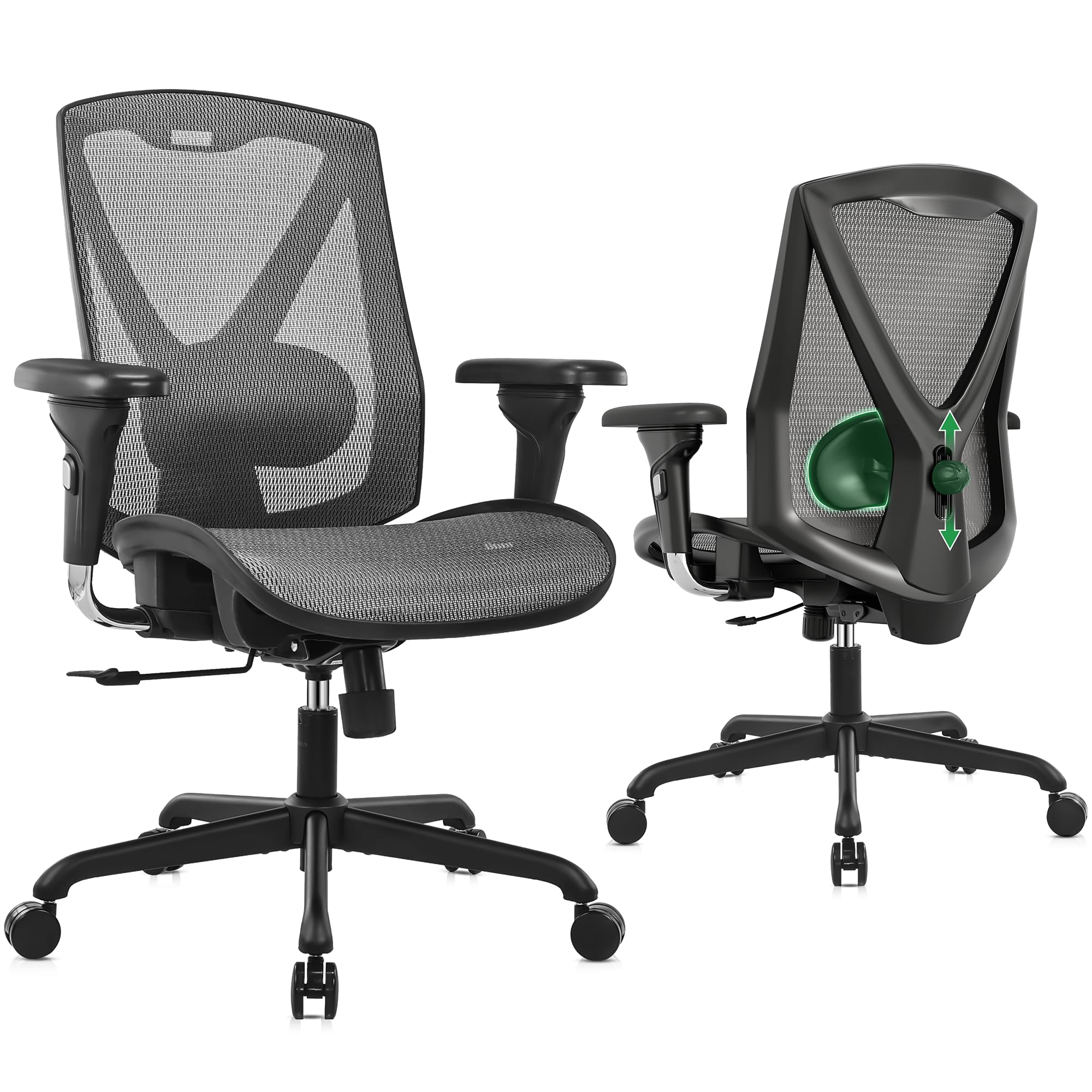 Ergonomic Office Chair with Adjustable Lumbar Support & Tilt - for Home & Workspaces