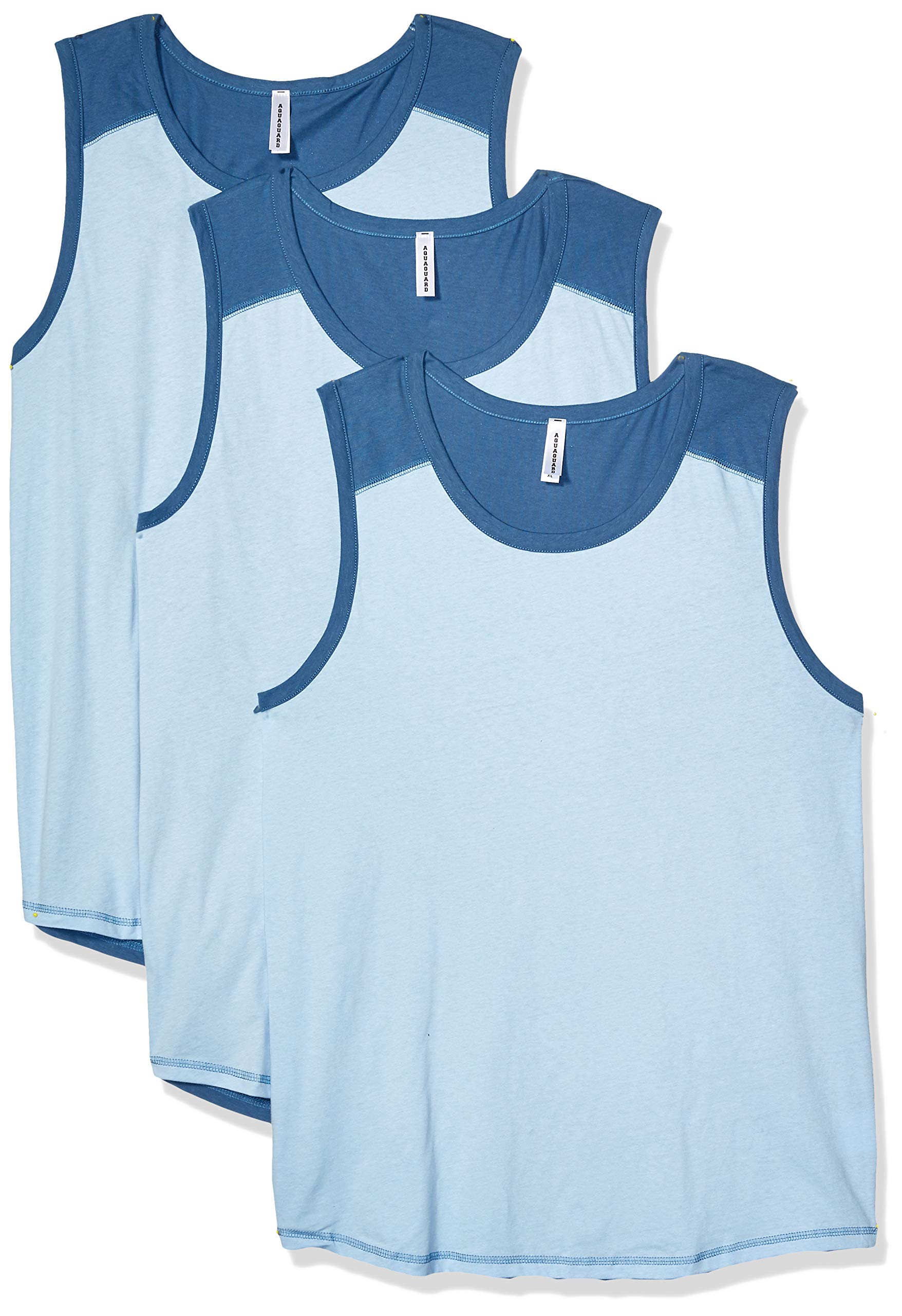 AquaGuard Men's Contrast Back Fine Jersey Tank Top - 3 Pack - Breathable & Comfortable for Gym, Workout, Running & Casual Wear