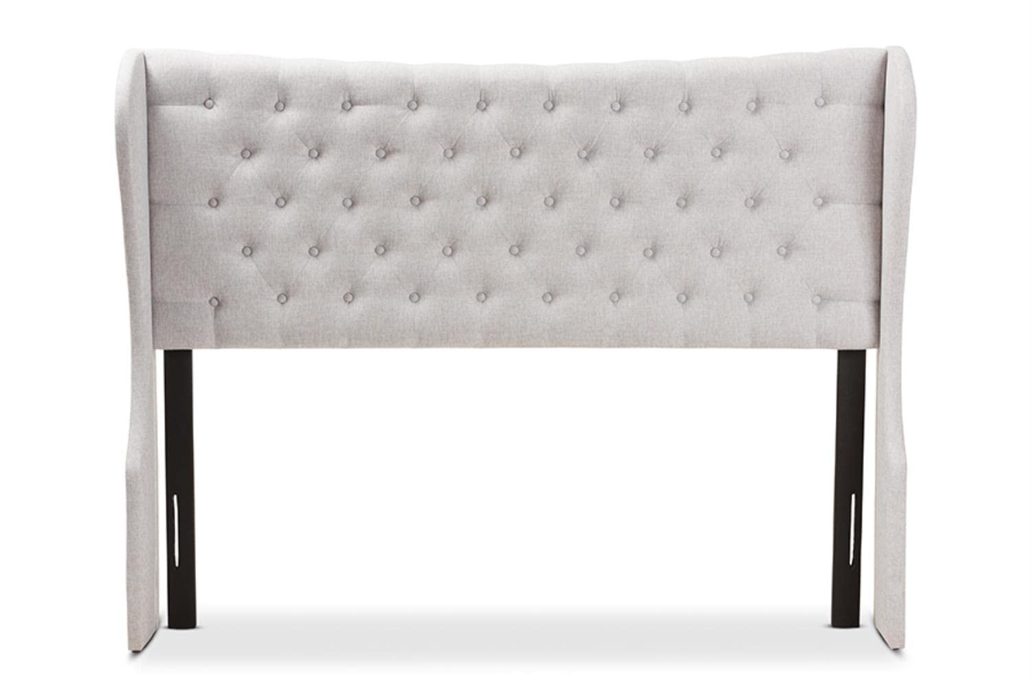 Baxton Studio Cadence Modern Fabric Button-Tufted Winged Headboard - Queen Size, Greyish Beige Upholstered Bed Frame Headboard for Bedroom Decor | Perfect for Master Bedroom, Guest Room & Apartment