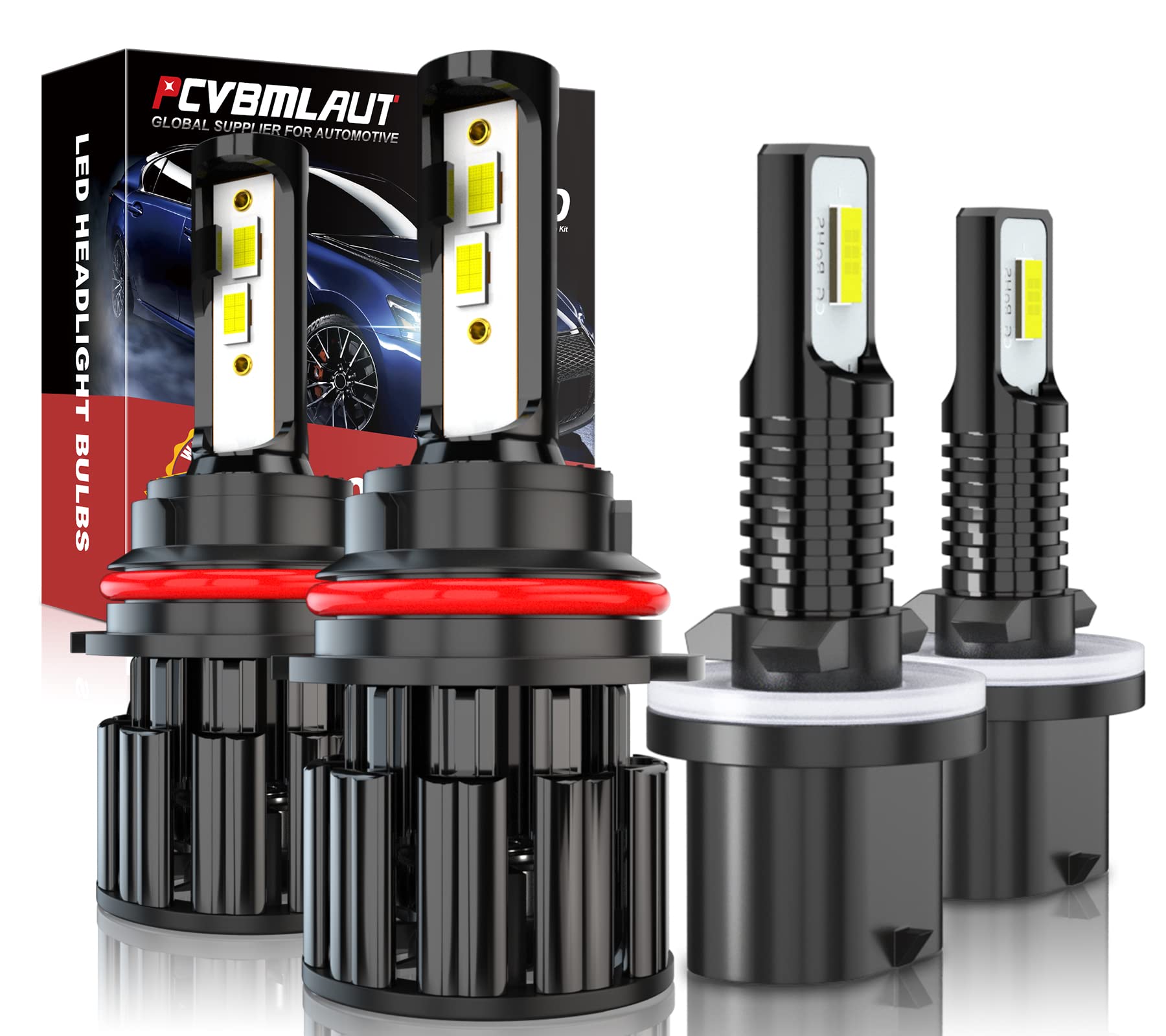 1994-2004 Ford Mustang LED Headlight Bulbs Kit - 9007 HB5 High/Low Beam & 880 Fog Light Bulbs - 60W 10000LM 6000K Cool White - Plug and Play Replacement (Pack of 4) - Perfect for Night Driving & Enhanced Visibility