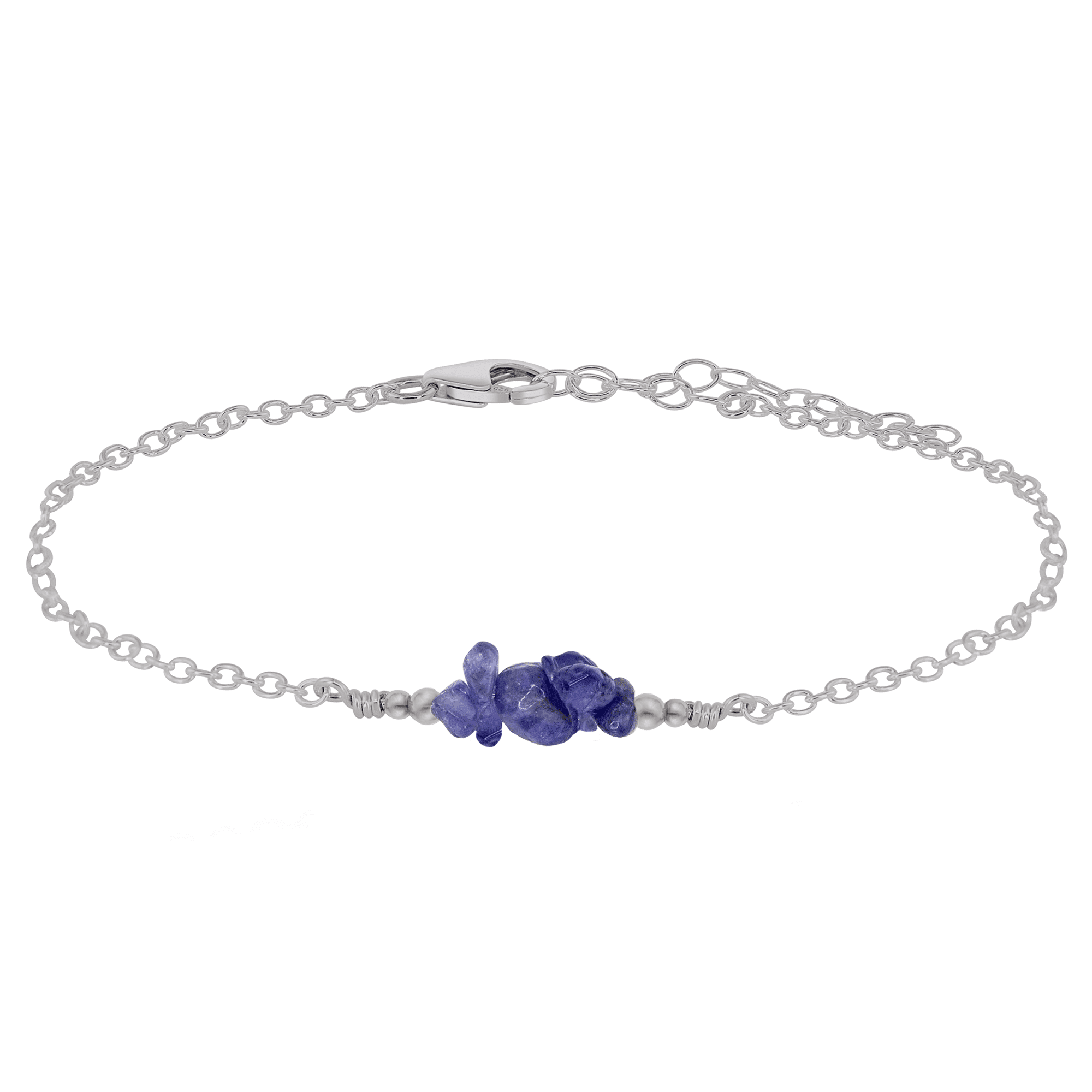 Natural Tanzanite Chip Bead Bar Anklet Bracelet - Handmade Adjustable Ankle Jewelry for Women, Boho Chic Beach Wedding Party Accessory