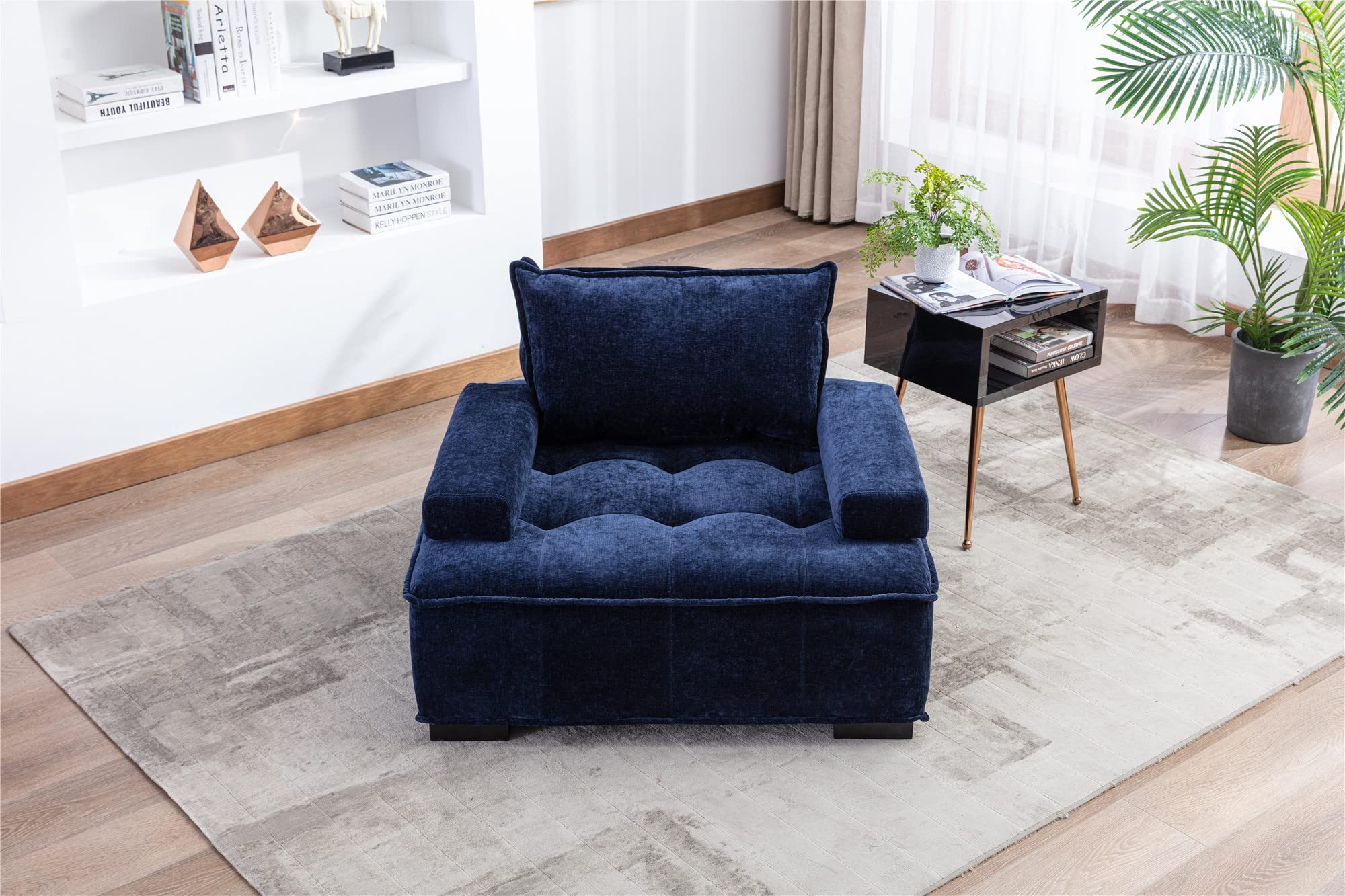 Comfortable Living Room Ottoman & Lazy Chair - Soft Padded Footrest, Extra Storage, Modern Home Decor - Perfect for Relaxing, Reading & Small Space Living