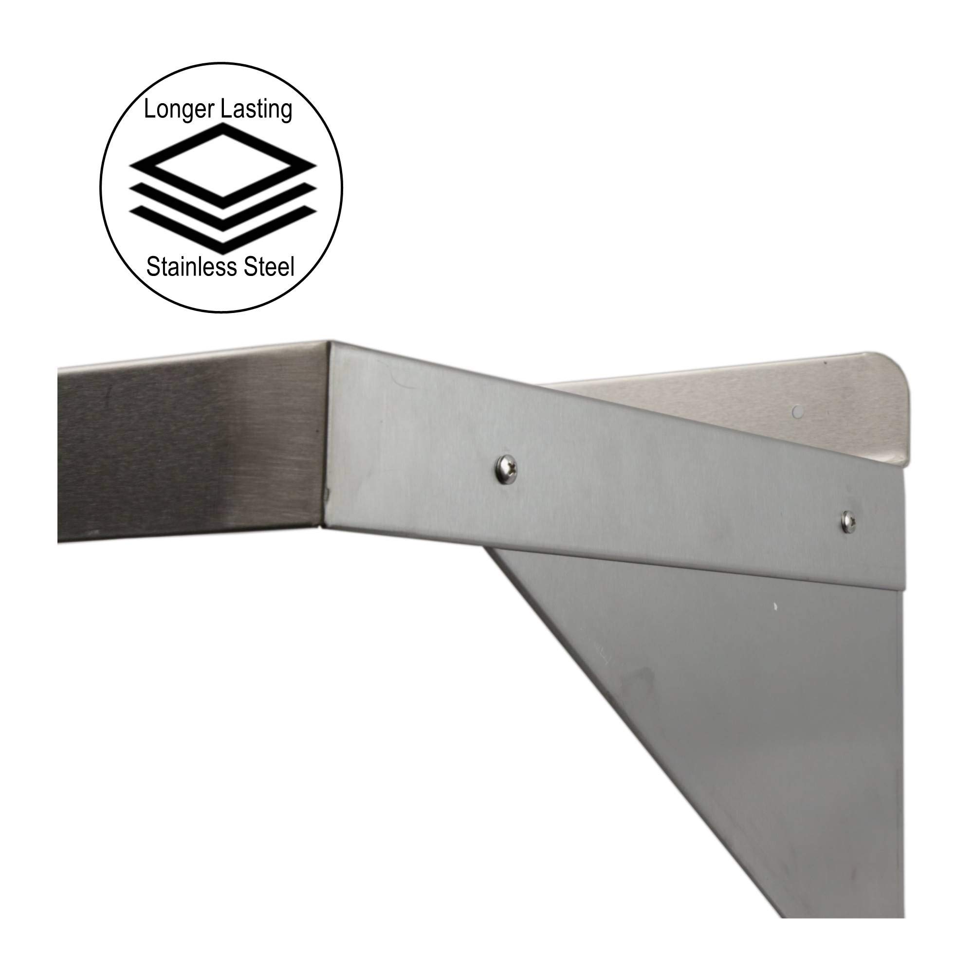 GSW NSF Approved 16”D x 24”W Stainless Steel Commercial Wall Mount Shelf - Heavy Duty Industrial Appliance Rack for Restaurant, Bar, Home Kitchen, Laundry, Garage & Utility Room - Perfect for Storage, Organization & Space Saving