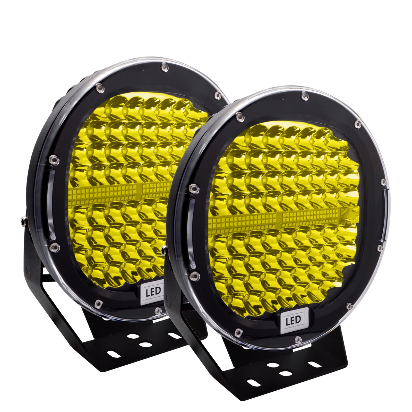 9 Inch Round LED Light Bar - 2PCS Amber Offroad Lights 408W Waterproof Spot Beam, Work Light & Driving Light for Trucks, SUVs, ATVs, Tractors & Boats | Durable Fog Lights for Night Driving & Off-Road Adventures