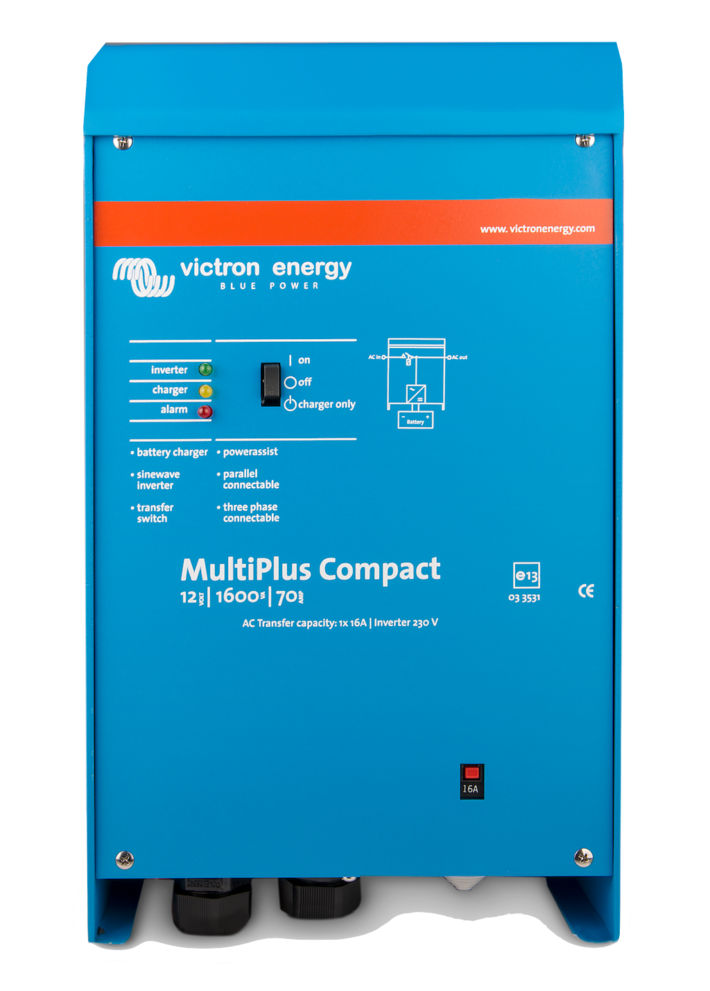 MultiPlus C 12/1600/70-16 230V Pure Sine Wave Inverter Charger for RVs, Boats & Off-Grid Power Systems - Reliable Backup Power Solution