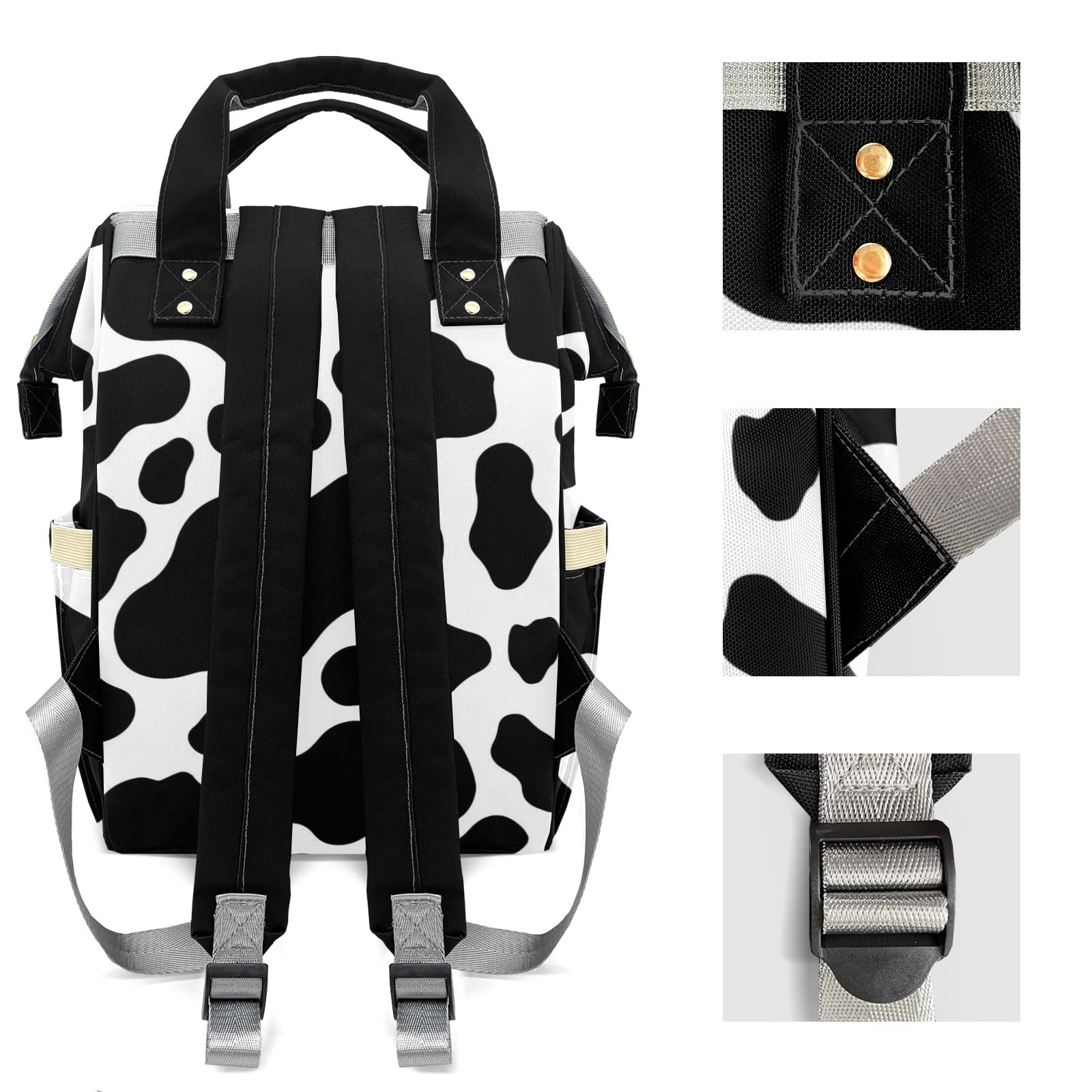 Custom Personalized Cow Print Diaper Backpack - Name Embossed Mummy Bag for Baby Essentials | Perfect Baby Shower Gift & Travel Nappy Organizer