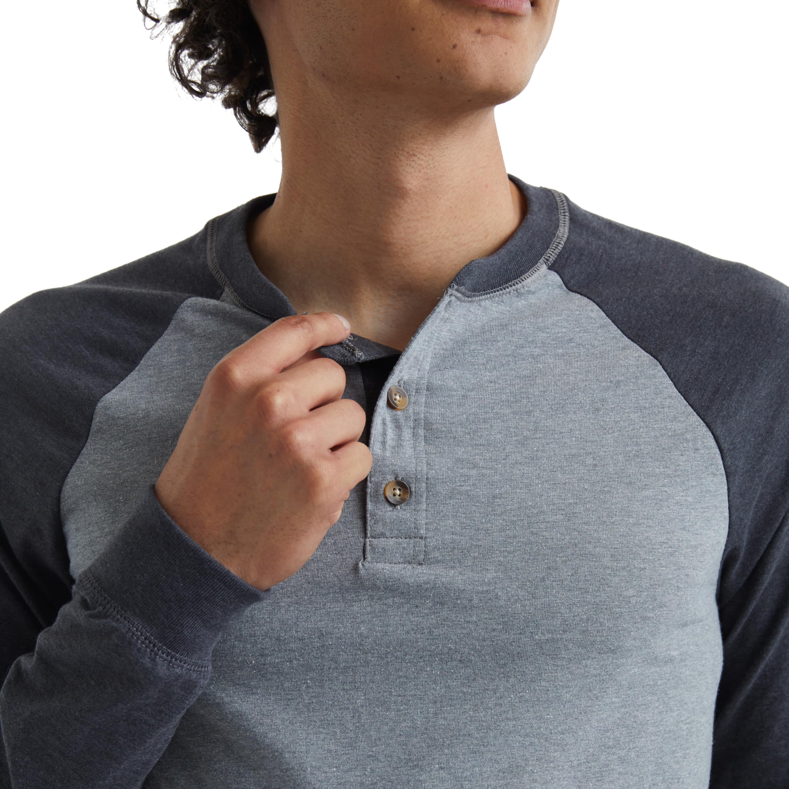 Hanes Men's Beefy-T Long Sleeve Henley Shirt - 100% Cotton Comfort Fit Casual Wear for Everyday & Outdoor Activities