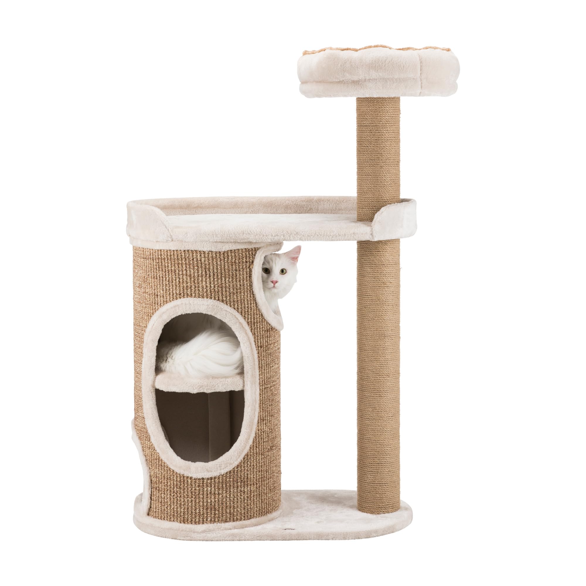 Premium 46-inch Cat Tower with Sisal Scratching Posts - 2-Story Cat Condo with Plush Platforms & Removable Bed - Brown Pet Furniture (117cm) for Indoor Cats - Perfect for Play, Climbing & Napping in Living Rooms & Bedrooms