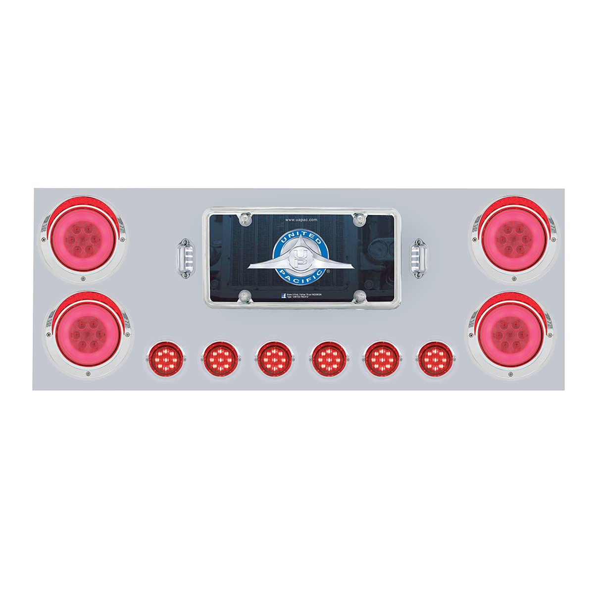 United Pacific Stainless Steel Rear Center Panel with Four 21-LED 4