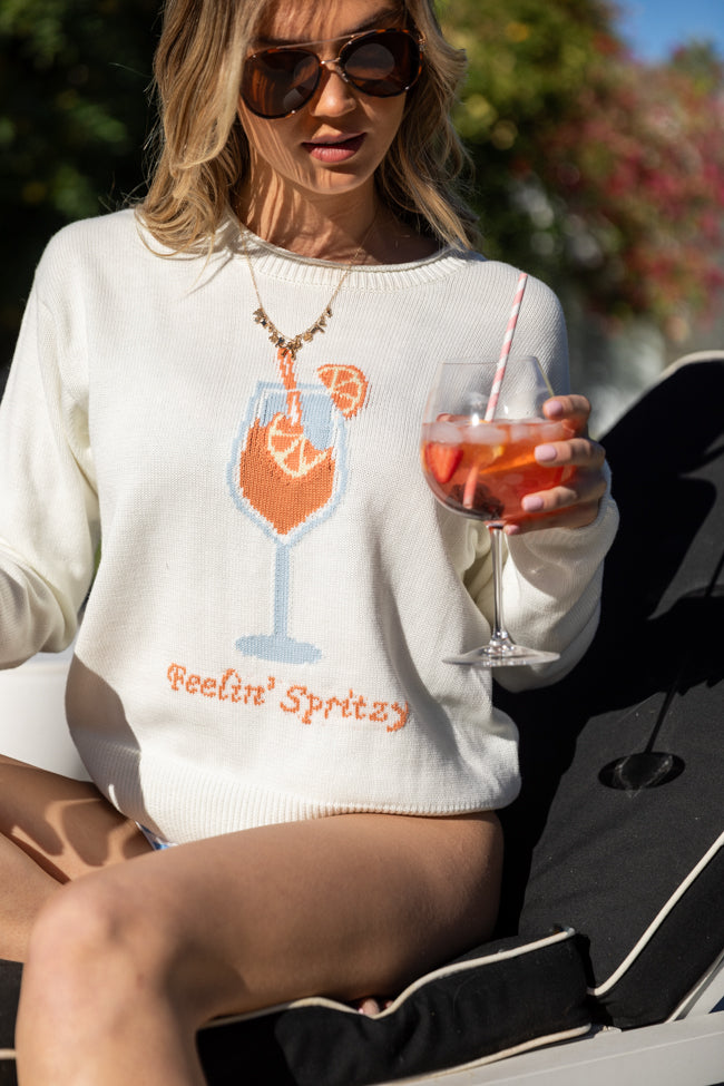 Feelin' Spritzy Ivory Multi Sweater - Soft Knit Pullover for Women | Cozy Casual Wear for Fall & Winter | Perfect for Office, Dates & Weekend Outings