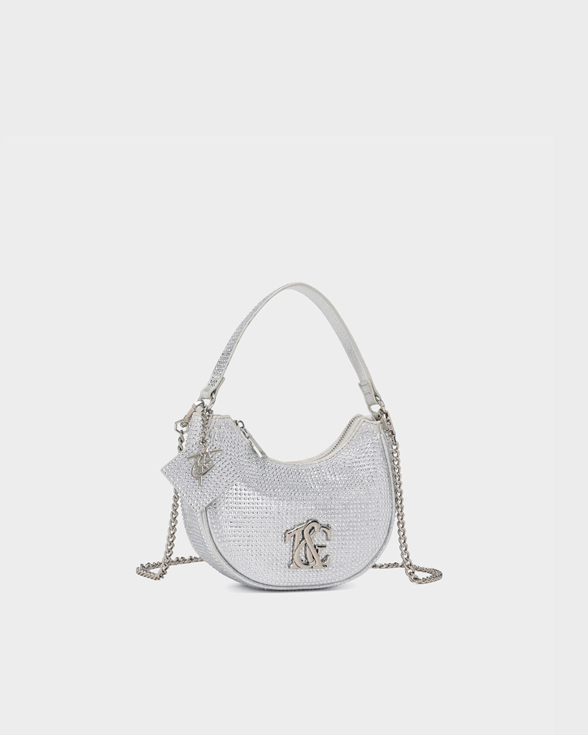 Stylish Silver Glam Crescent Purse for Women - Perfect for Evening Parties, Date Nights & Special Occasions