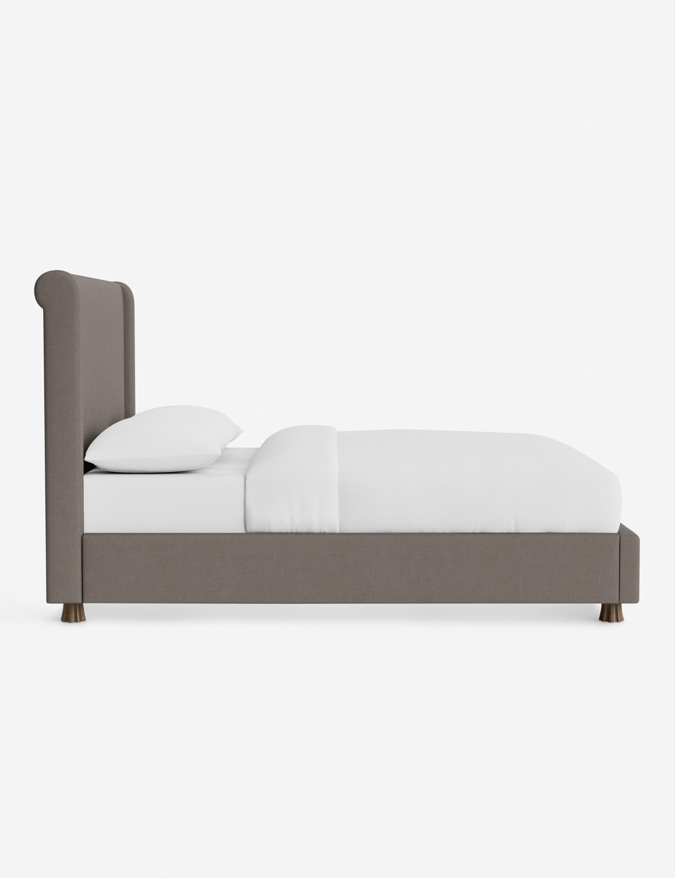 DOMINIQUE Platform Bed Frame by DISC Interiors - Modern Minimalist Wooden Bed with Upholstered Headboard | Perfect for Master Bedroom, Guest Room & Loft Apartments