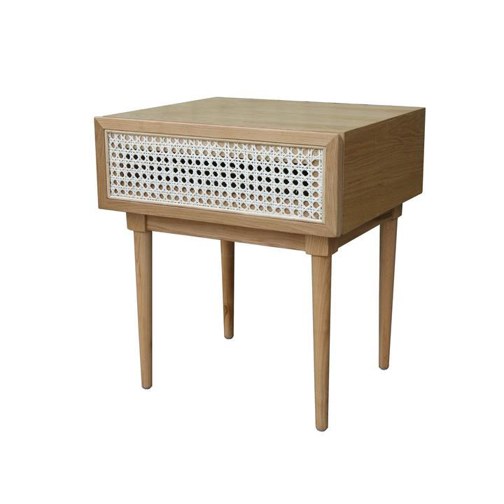Natural Cane Side Table - Rattan End Table with Storage Shelf - Perfect for Living Room, Bedroom, or Patio Decor