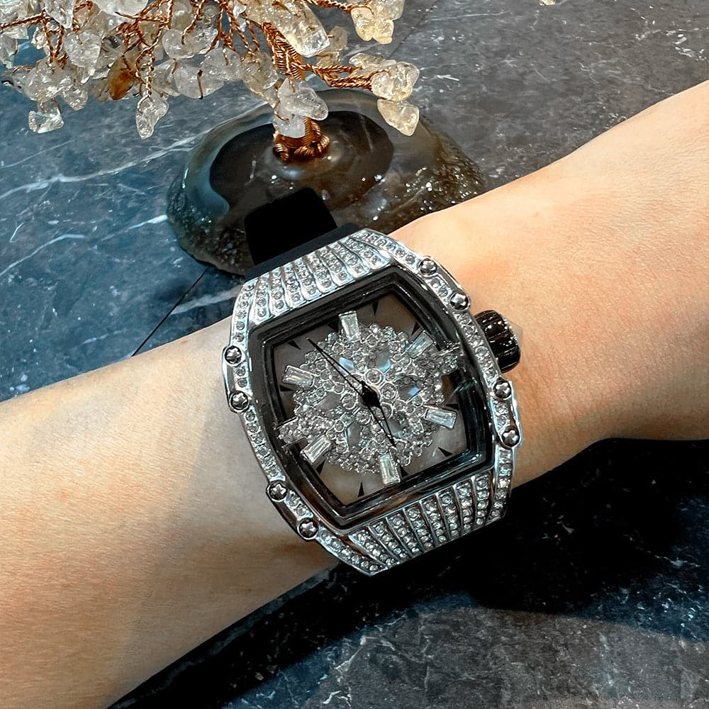 Aries Gold Crystal Dial Black Silicone Strap Women's Watch L 5044 SW BK - Elegant Fashion Accessory for Daily Wear & Special Occasions