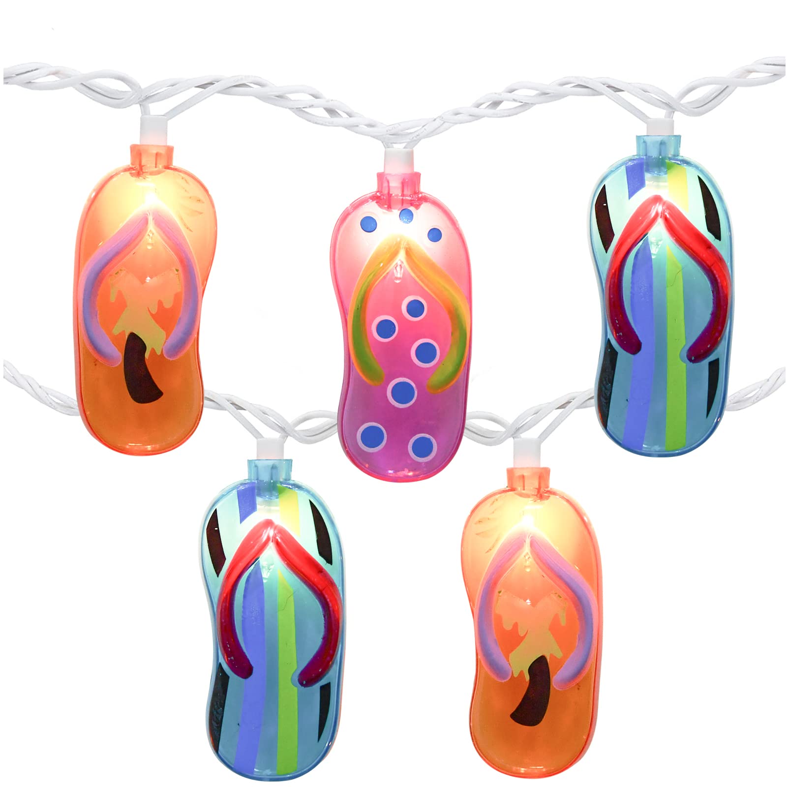 GOOTHY 8.5Ft Tropical Beach String Lights with Flip Flops - Outdoor Decor for Parties & Weddings