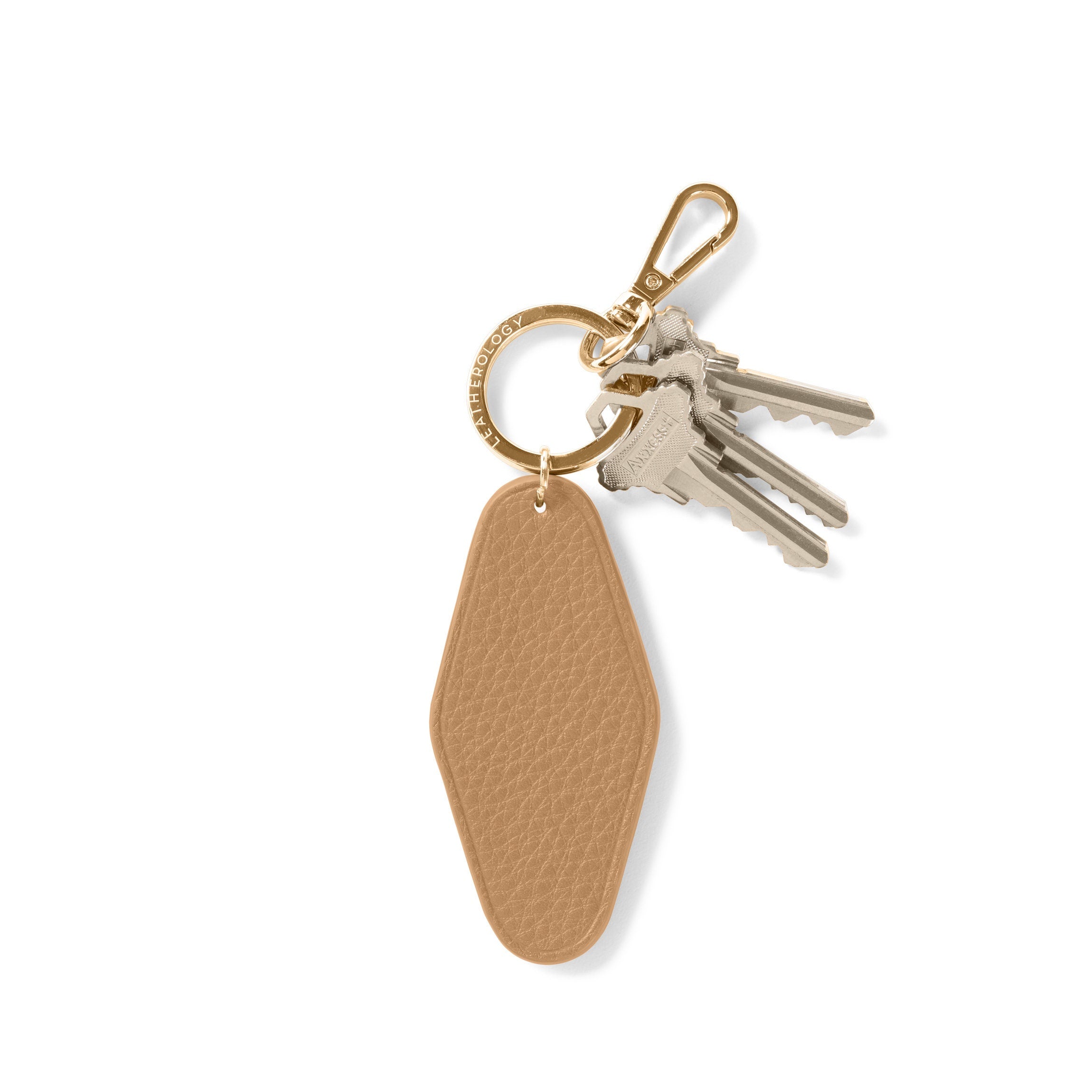 Premium Leather Hotel Keychain with Camel Design - Durable & Stylish Key Holder for Travelers, Business Professionals & Hospitality Industry Use