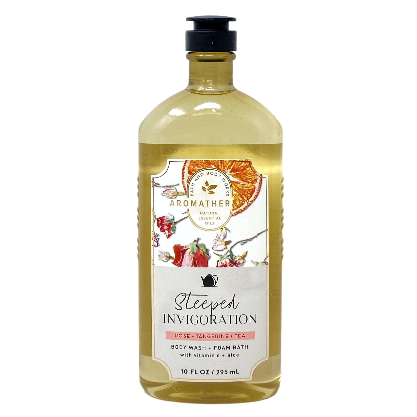 Bath & Body Works Aromatherapy Body Wash & Foam Bath Set - Rose, Tangerine & Tea Scent (2-Pack) with Himalayan Salt Bar Soap | Stress Relief & Relaxation for Shower & Bath Time