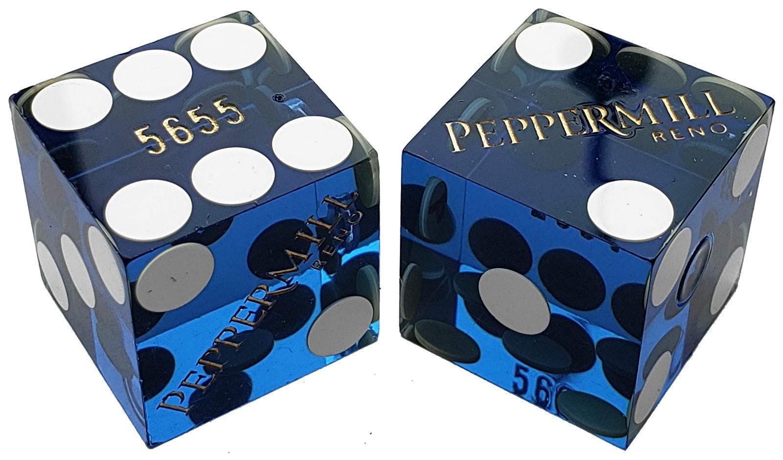 Authentic 19mm Nevada Casino Craps Dice Pair - Blue Polished Reno Peppermill Table-Played Dice for Casino Games, Gambling & Board Games | Perfect for Casino Nights, Home Game Tables & Dice Collectors