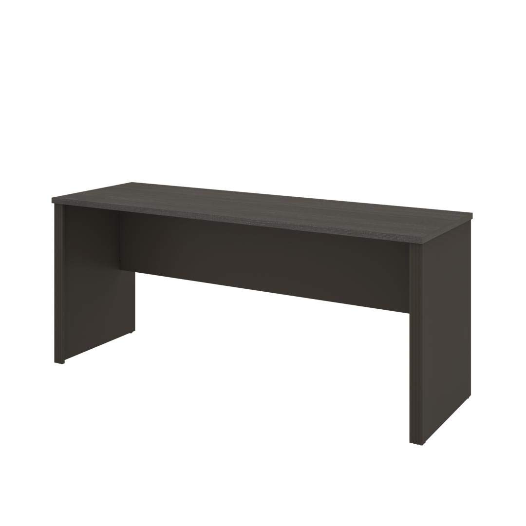 Bestar Prestige + 72W Narrow Desk Shell in Bark Grey & Slate - Modern Home Office Desk for Small Spaces, Perfect for Remote Work & Study