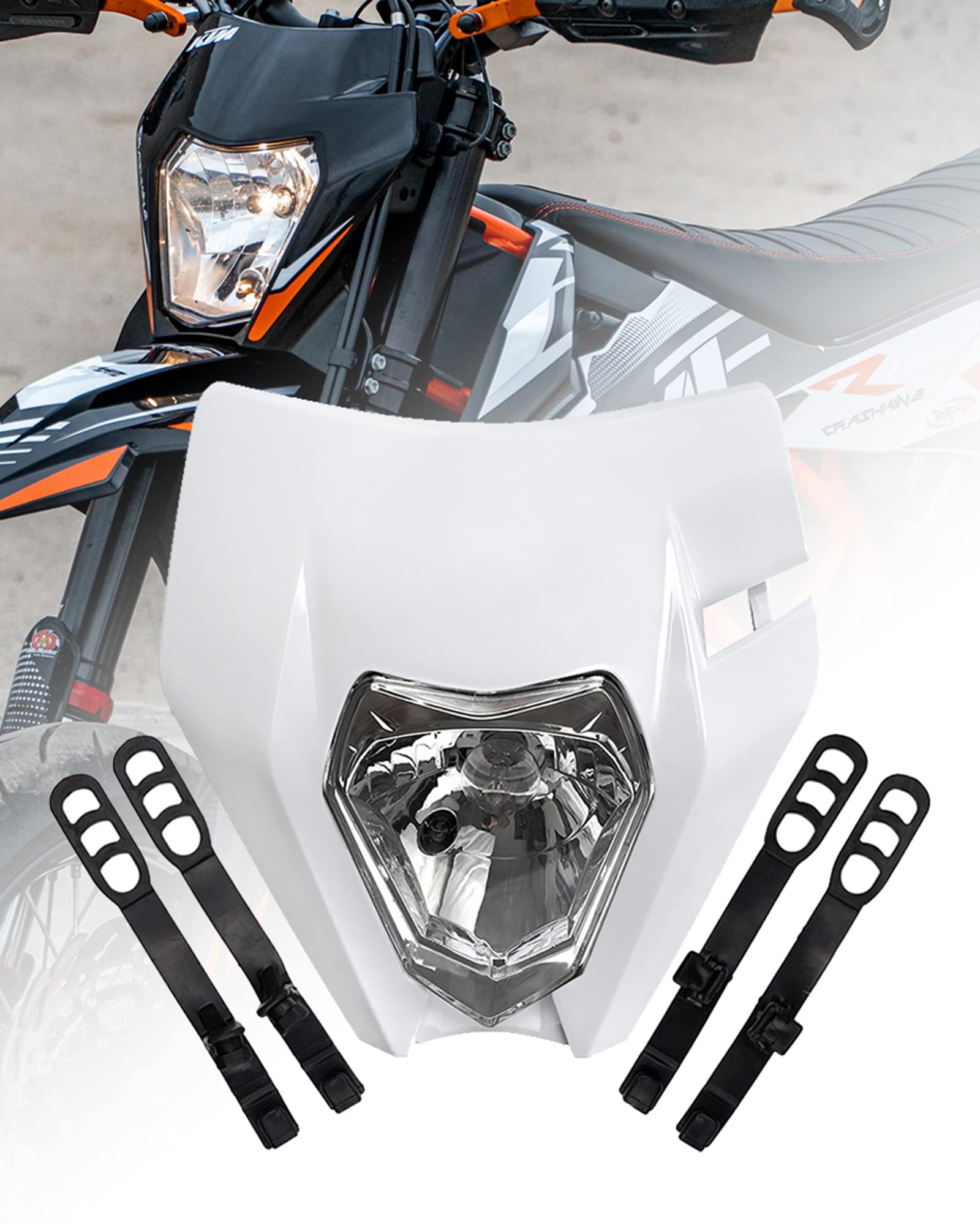 Universal Dirt Bike Headlight Kit - White LED Motorcycle Headlamp for Pit Bikes & Off-Road Riding | Night Trail & Adventure Lighting Accessory