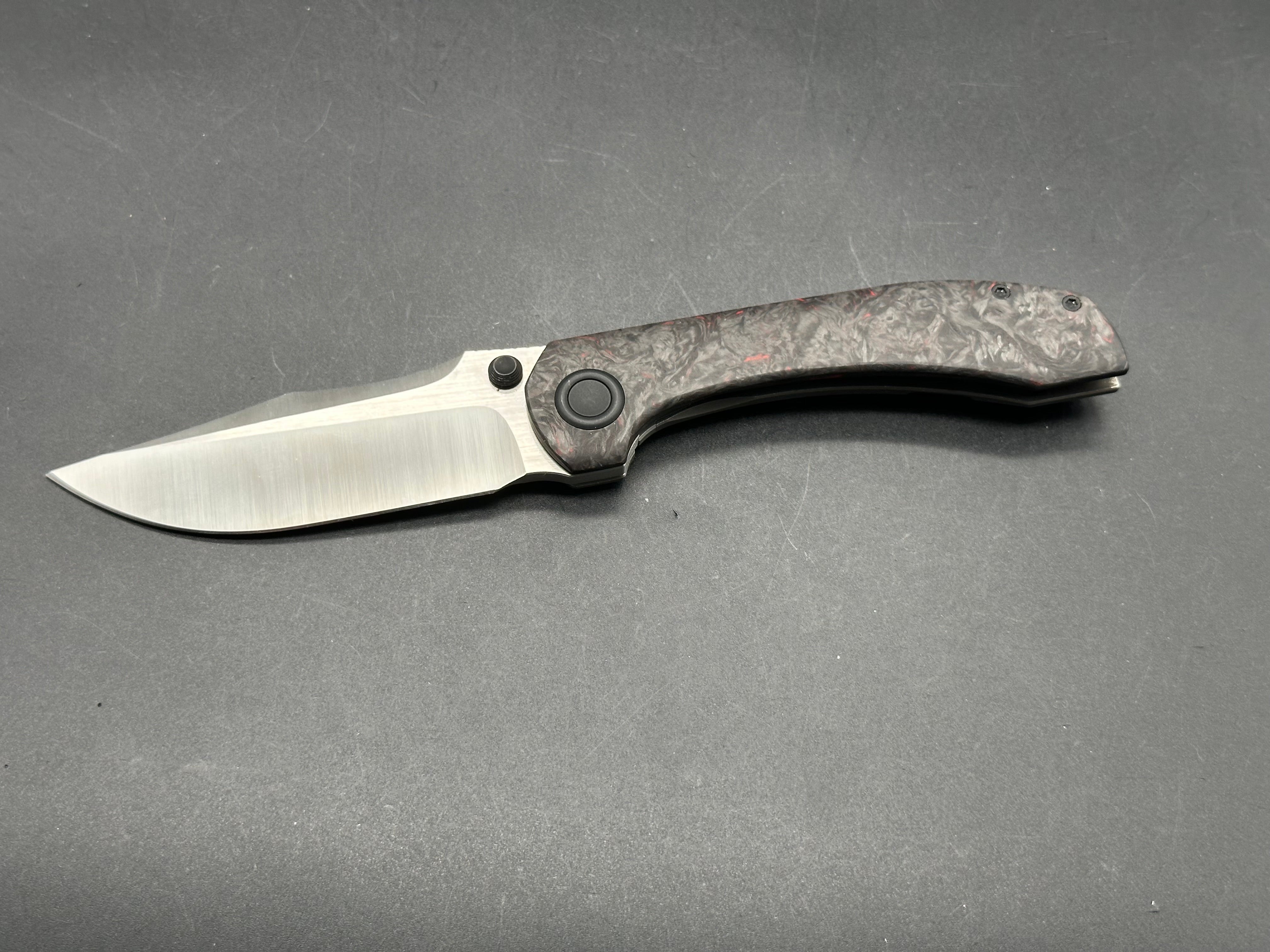 Brian Brown Raptor V2 Folding Knife - Reate Made, Black Marble Carbon Fiber Show Scale - EDC, Outdoor, Camping & Tactical Use