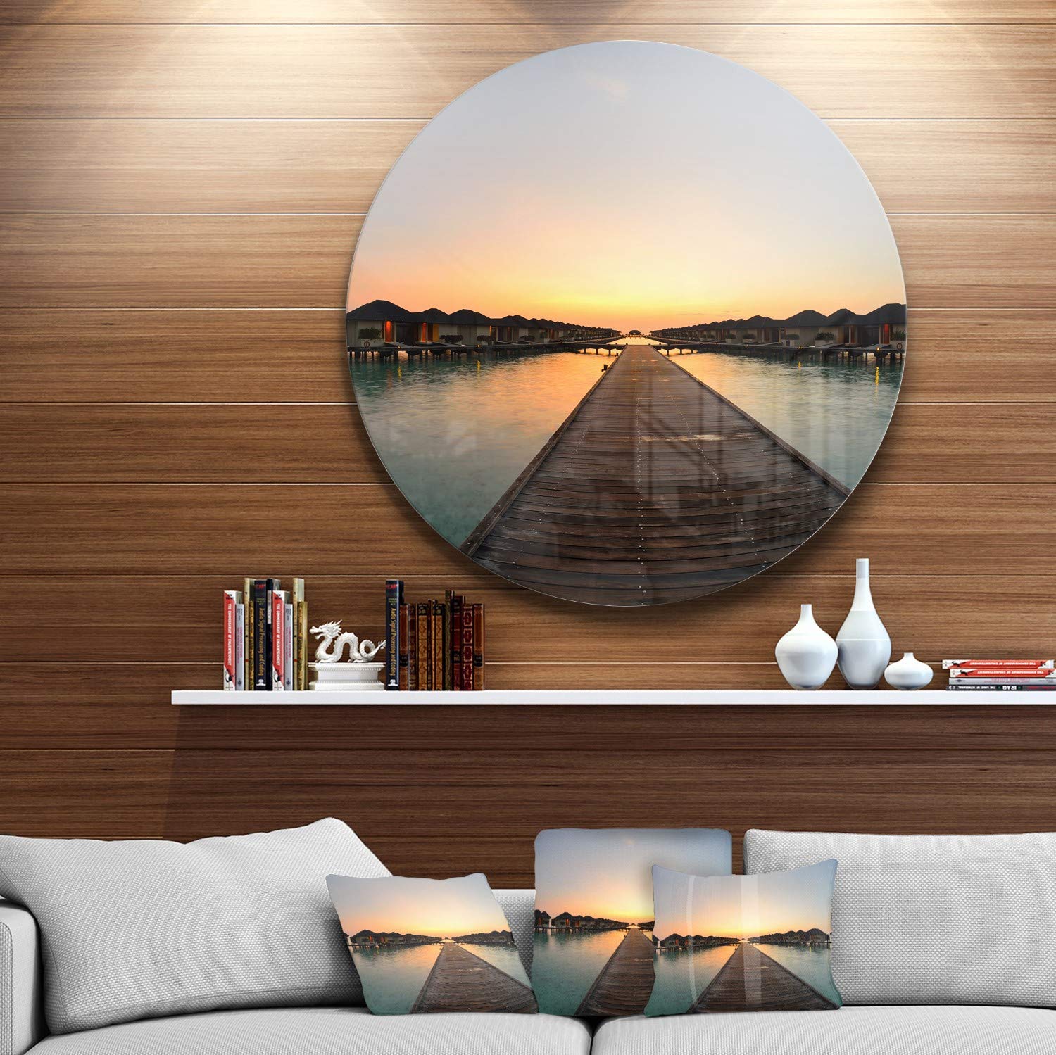 Designart Round Wall Art Decor - Modern Abstract Canvas Painting for Living Room, Bedroom & Office - Perfect Home Decor Gift Idea