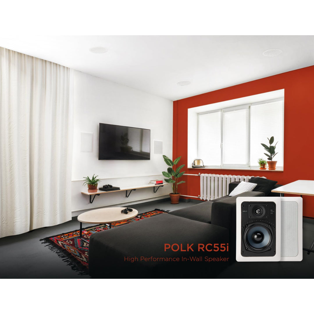 Polk Audio RC55i In-Wall Speakers (Pair) - High-Quality Home Theater & Surround Sound System for Living Room, Bedroom & Office