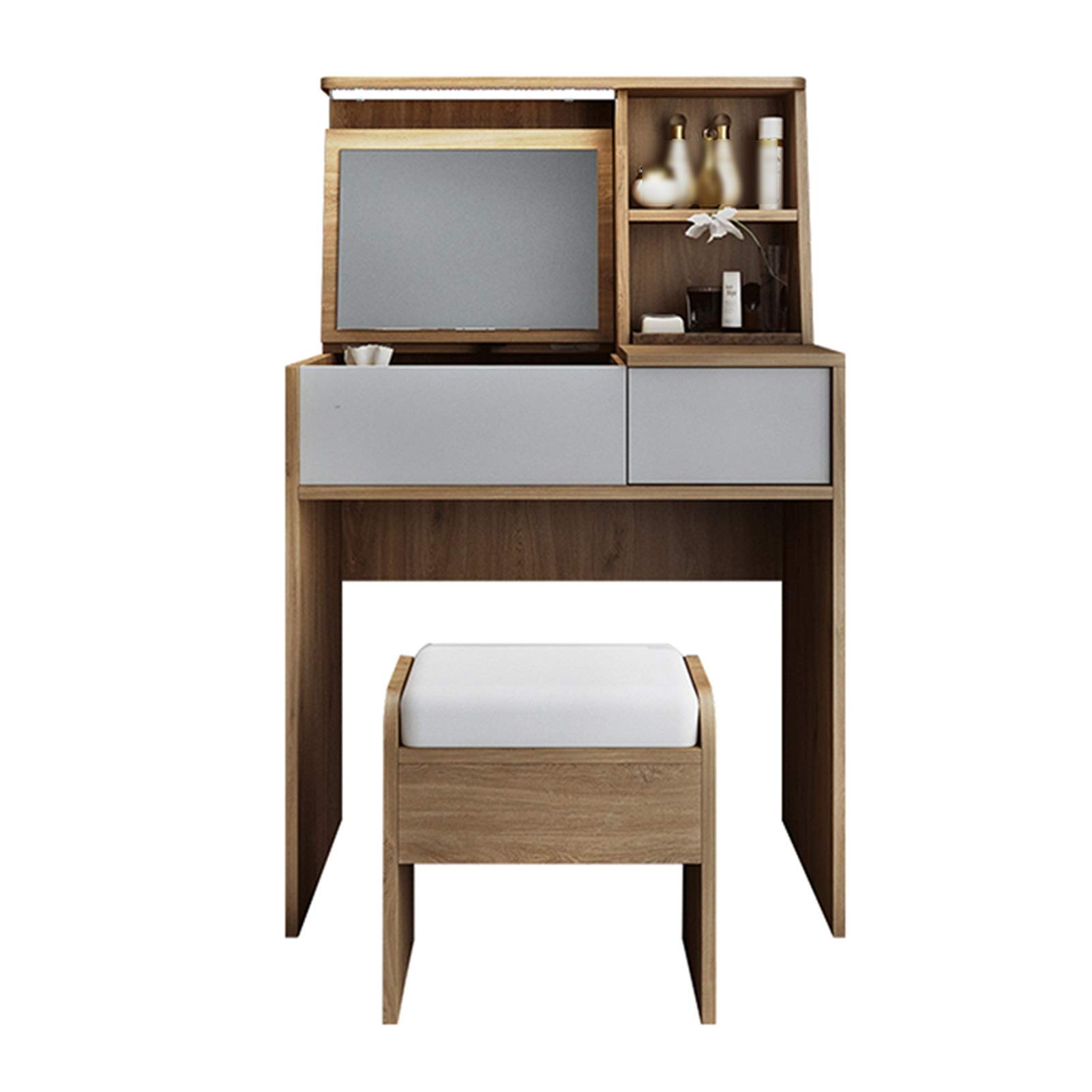 Modern Dressing Table with Mirror & Stool Set - 5-Drawer Makeup Vanity Desk for Bedroom | Elegant Bedroom Furniture for Women's Beauty & Organization