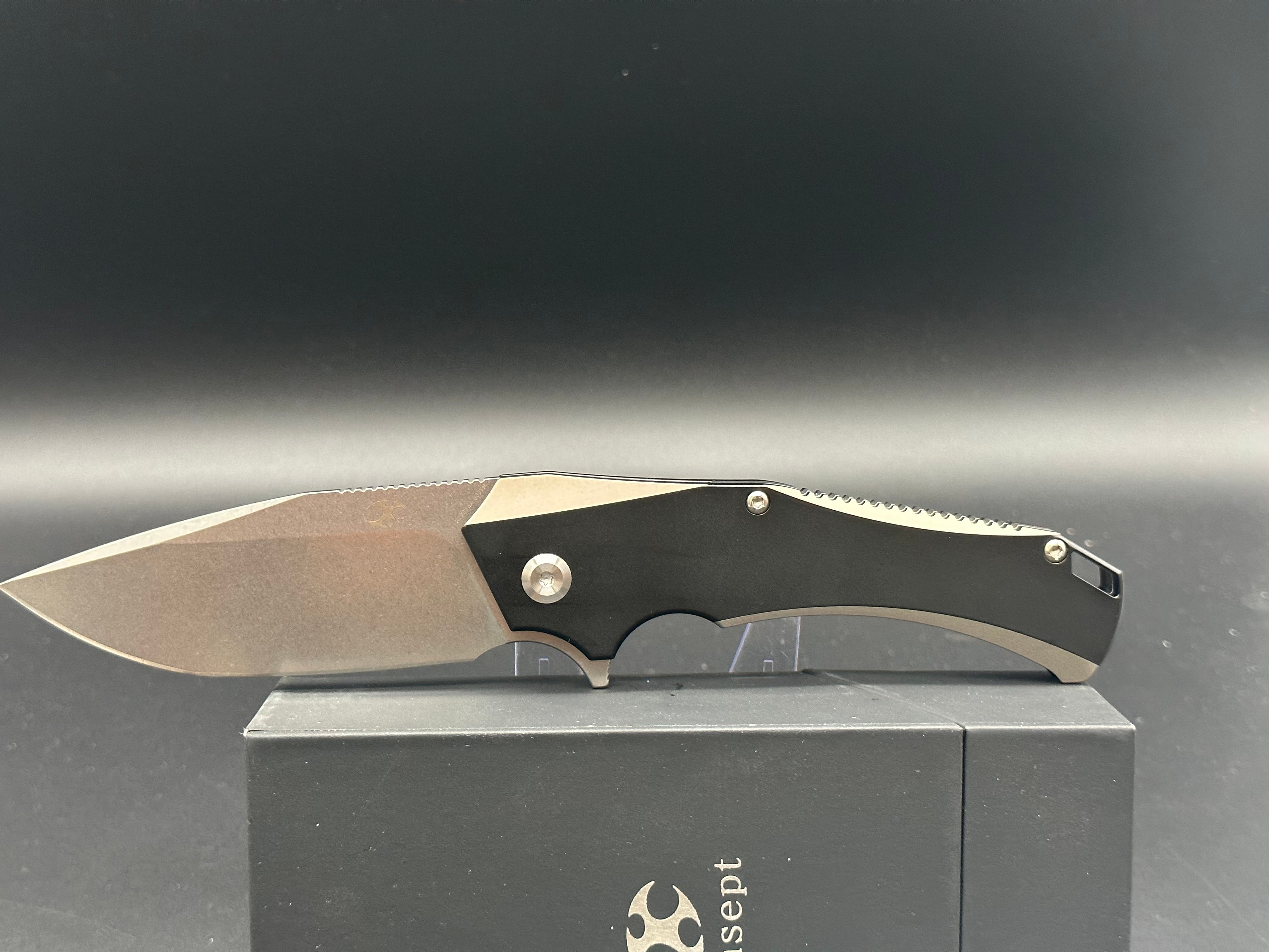 Kansept Mikkel Willumsen Hellx Black Titanium Folding Pocket Knife - EDC Tactical Knife for Outdoor Camping, Hiking & Survival Gear