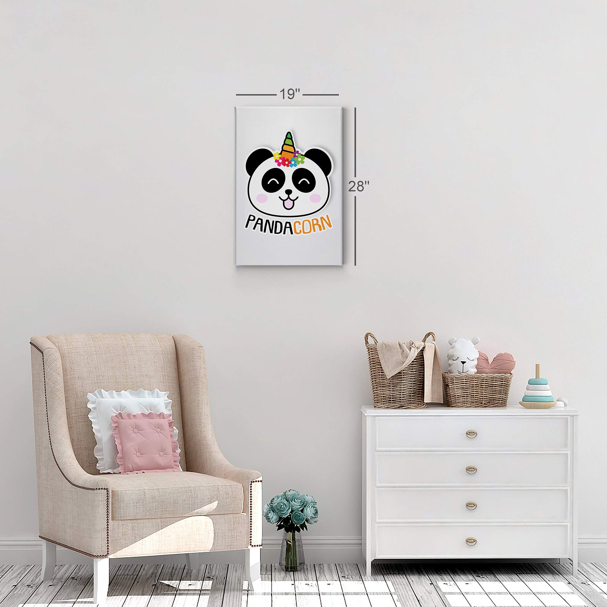 Cute Pandacorn Unicorn Wall Art Canvas Print - Smile Art Design Kids Room Decor, Nursery Wall Hanging, Baby Gift (17x11 Inch, White Background, Made in USA) | Perfect for Bedroom, Playroom & Birthday Presents