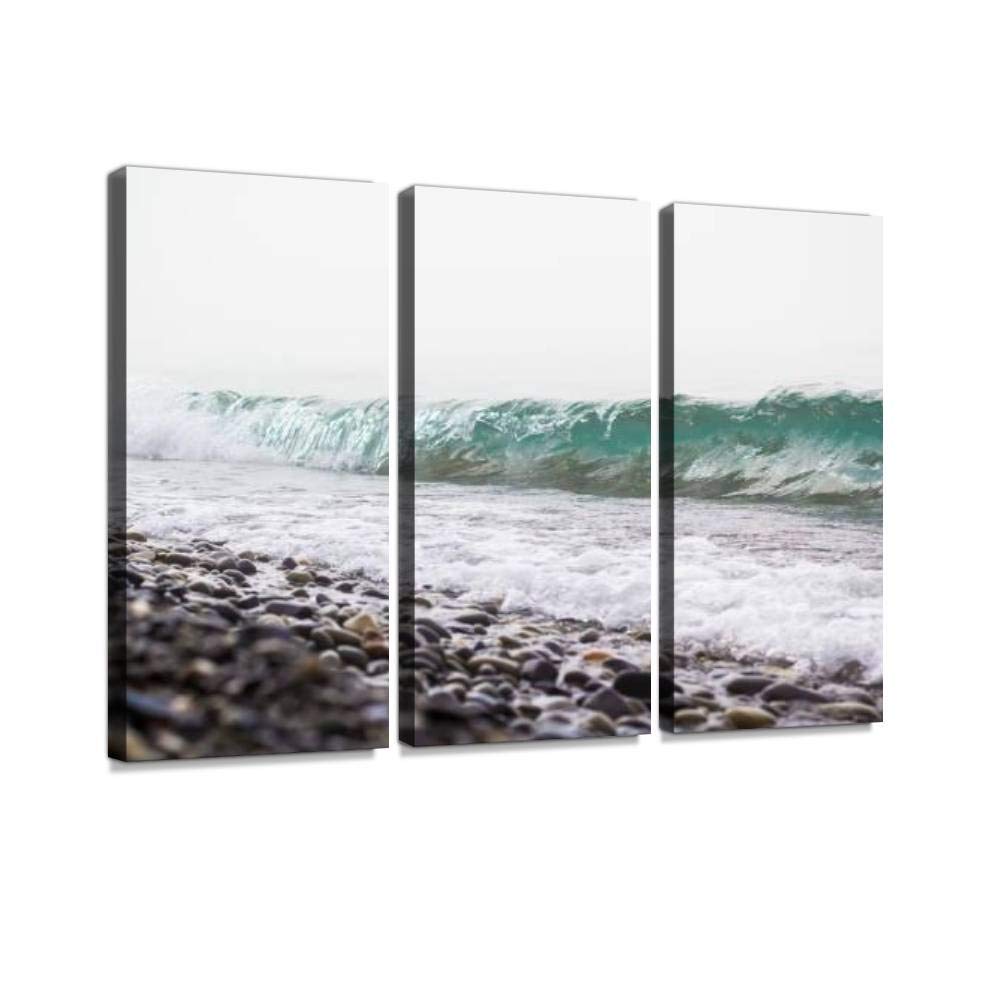 Stormy Coast Canvas Wall Art - 3 Panels for Living Room & Bedroom Decor