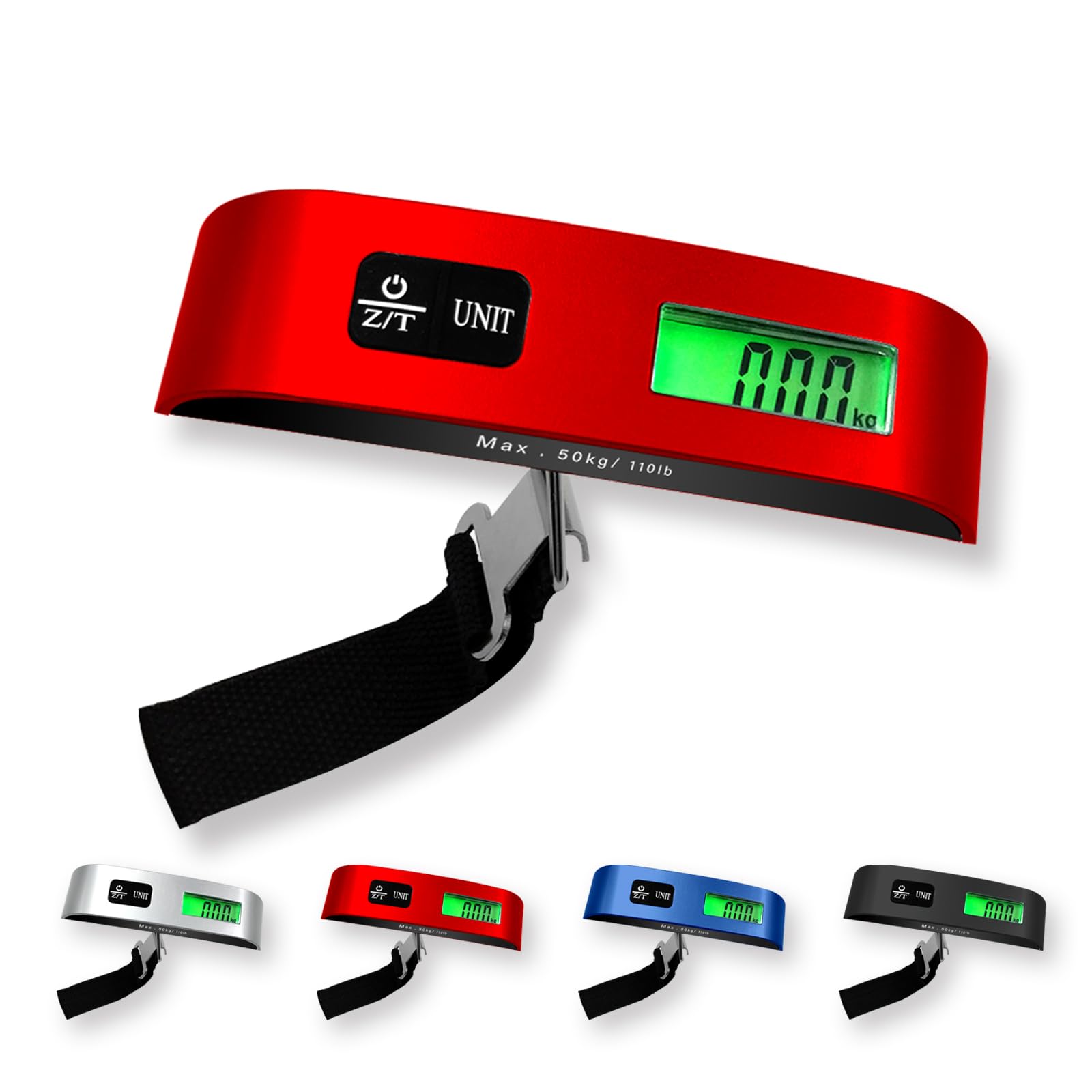 110lb Digital Luggage Scale with LED Display & 4 Unit Switching - Portable Travel Scale for Suitcases, Backpacks, Packages & Market Items (Red) - Perfect for Air Travel, Shipping & Home Use
