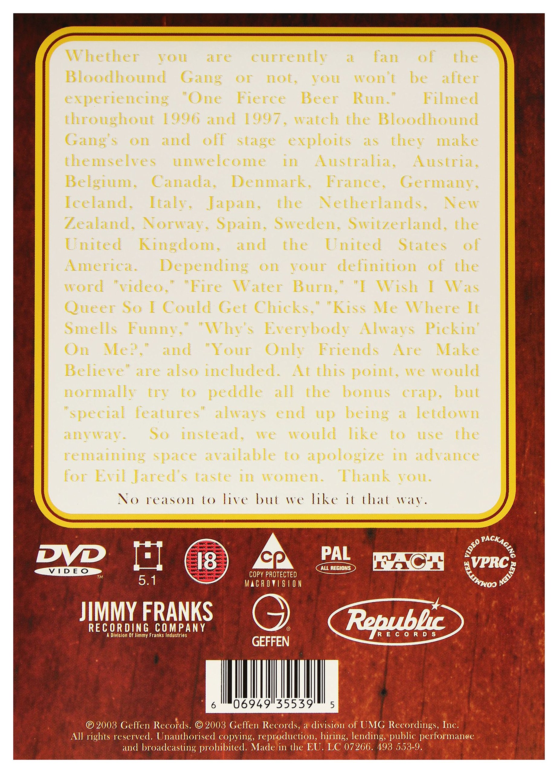 Bloodhound Gang: One Fierce Beer Run DVD (2003) - Hilarious Rock Documentary, Perfect for Music Fans & Party Nights