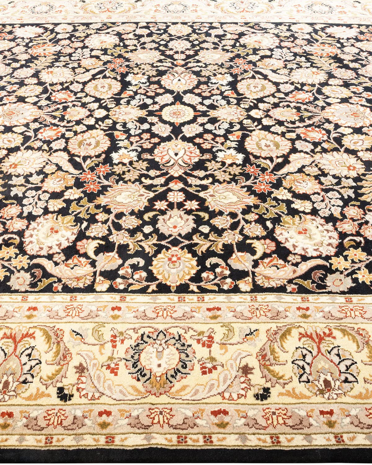 Handmade Wool Traditional Overdyed Mogul Black 8x10 Area Rug - Unique Hand-Knotted Solo Rugs for Living Room, Bedroom & Home Decor