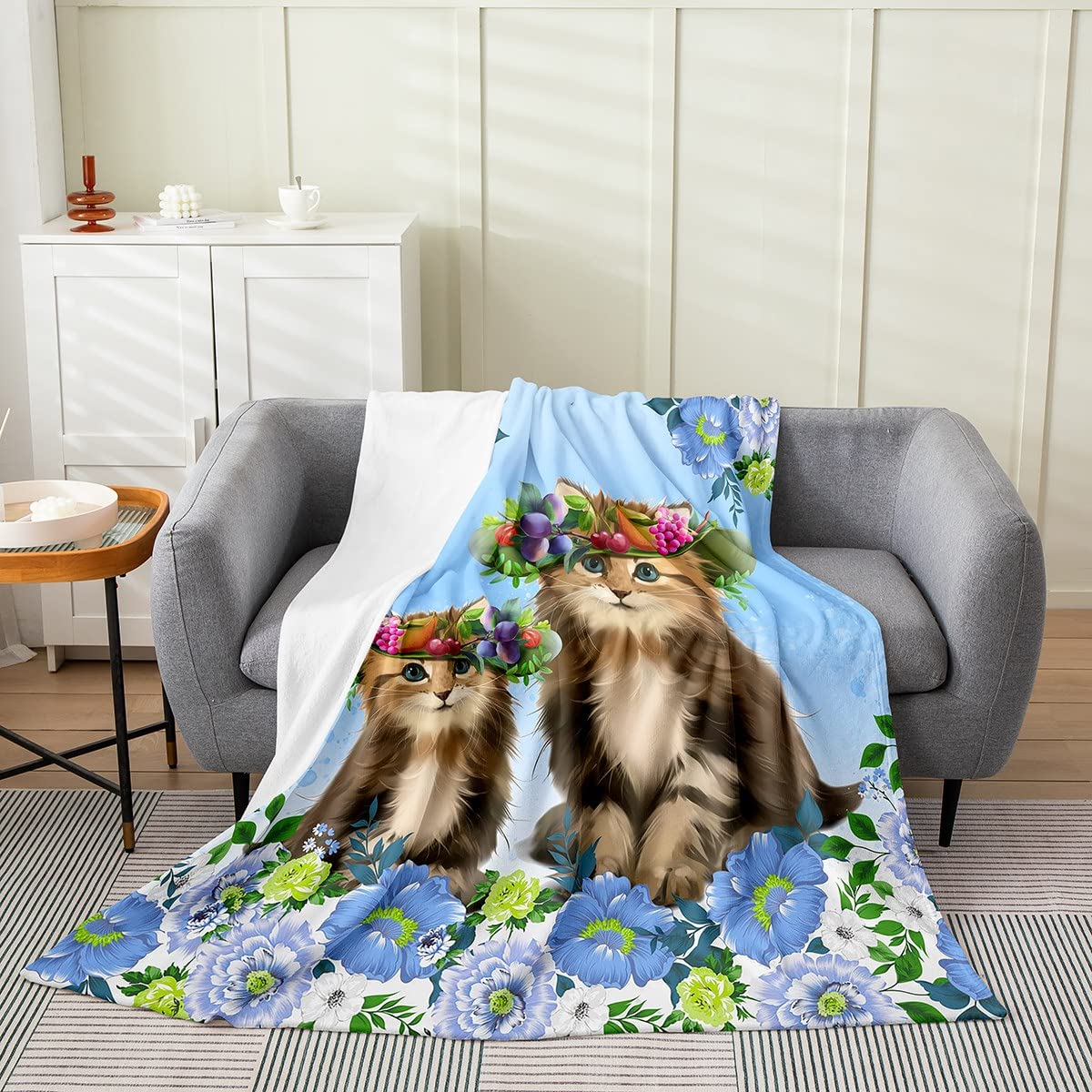 3D Cat Print Fleece Blanket - Ultra Soft Plush Throw for Kids & Adults - Perfect for Bedroom Decor & Gifts