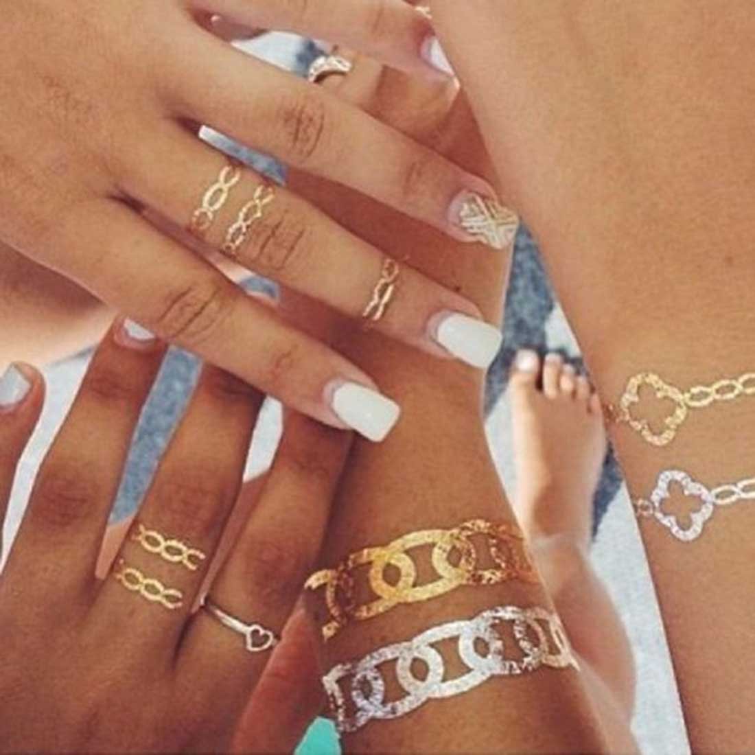 Golden & Silver Metallic 3D Temporary Tattoo Sticker - Big Butterfly Design (21x15cm) for Body Art, Festival Makeup, Costume Accessories & Hair Decoration - 1PC