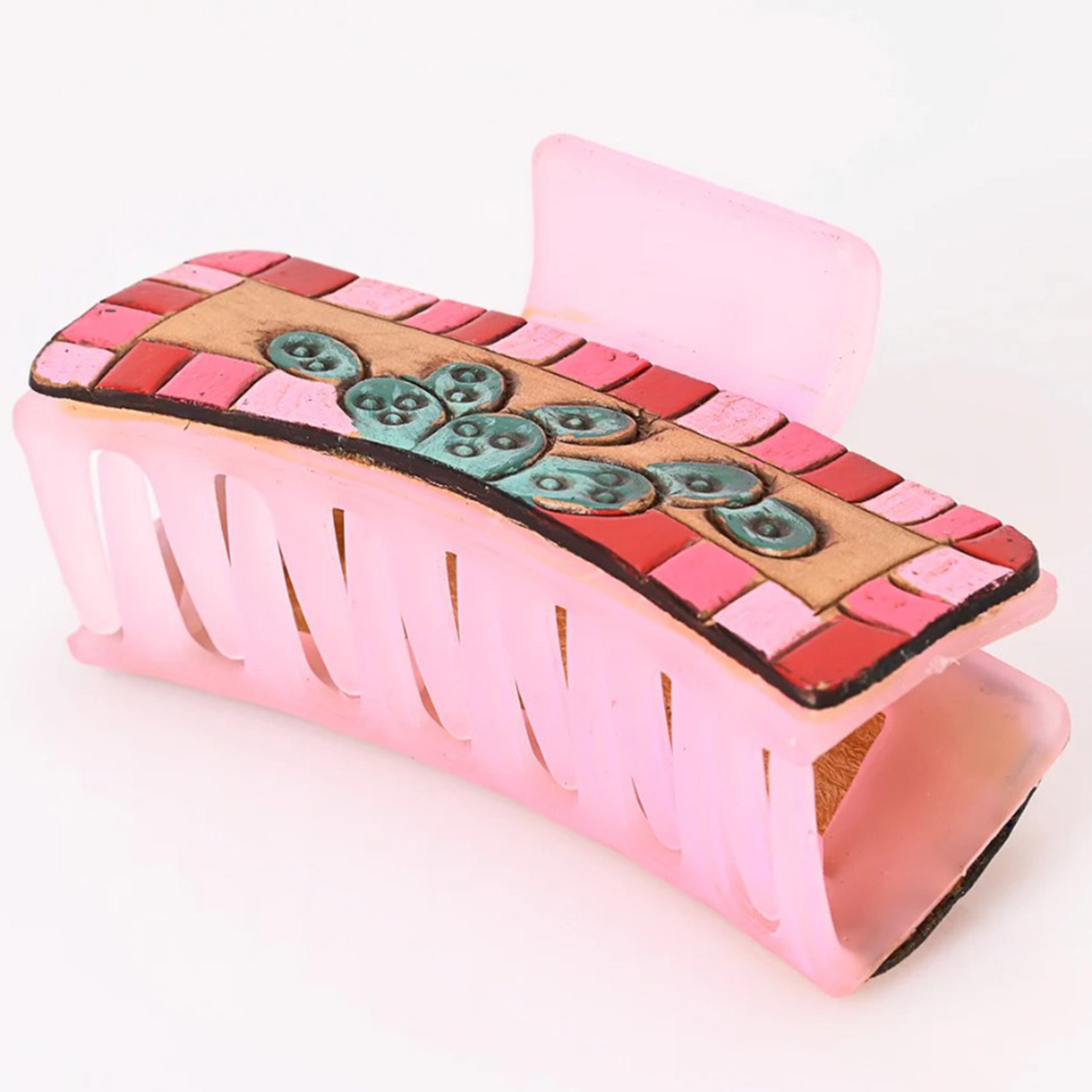 American Darling Pink Painted Cactus Leather Hair Clip - Fashion Hair Accessory for Women & Girls - Perfect for Parties, Weddings & Everyday Style