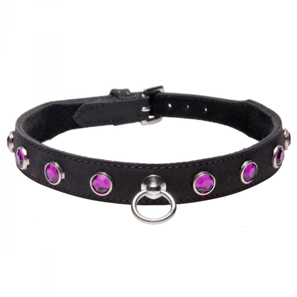 Sparkling Amethyst Rhinestone BDSM Collar - Elegant Gothic Choker for BDSM, Fetish, and Cosplay - Perfect for Role Play, Parties, and BDSM Accessories