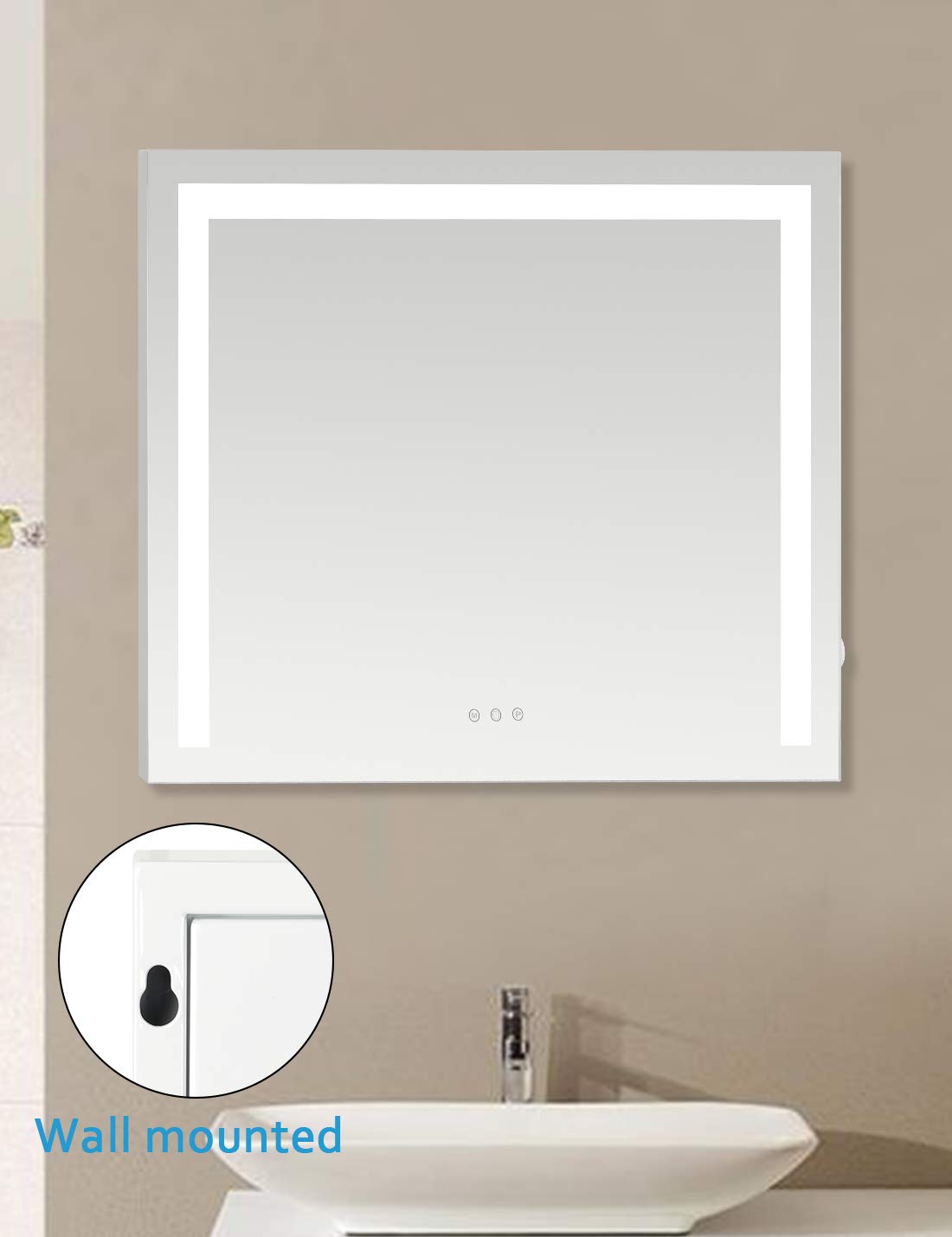 iCREAT Hollywood Vanity Mirror with LED Strip Lights - 27.56x22.24 Inch Lighted Makeup Mirror with Smart Touch Control, Wall Mount or Tabletop Dressing Mirror (White) - Perfect for Home Beauty Salon, Bedroom Makeup Station & Professional Cosmetics Application
