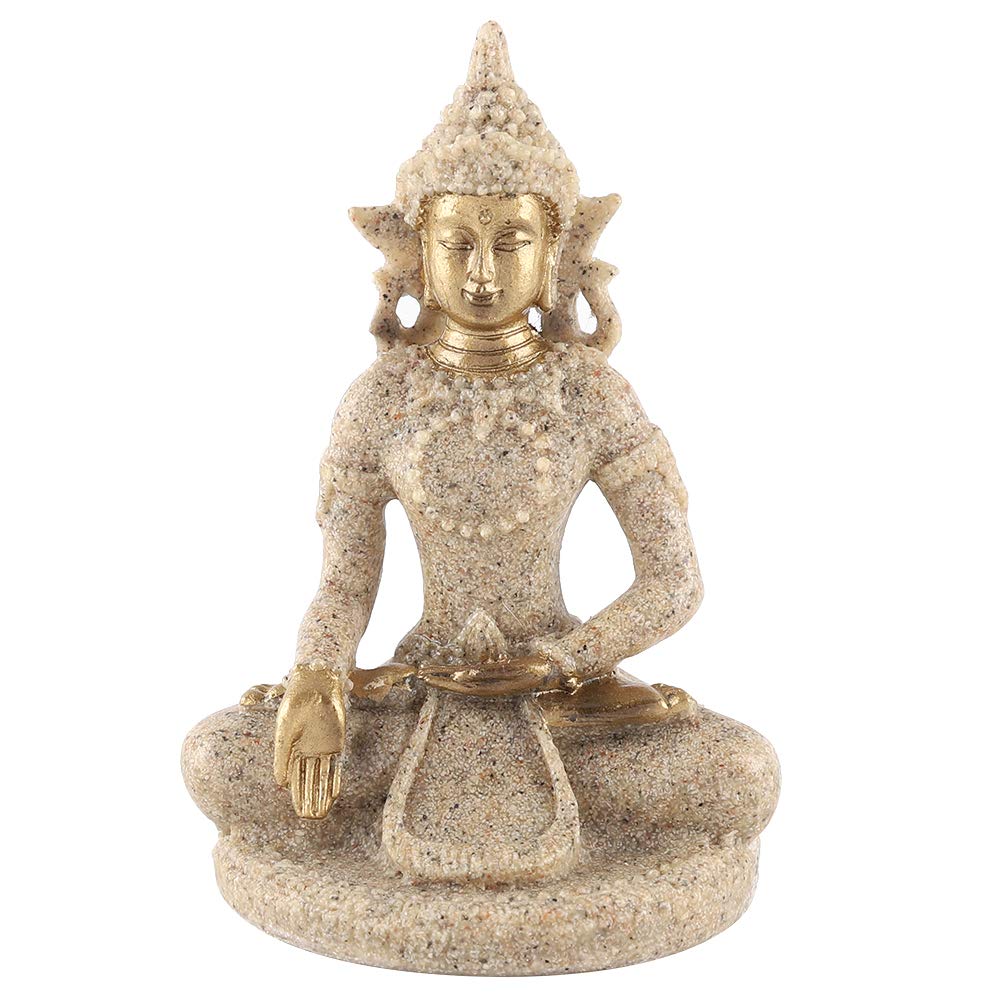 Vbestlife Buddha Statue - Hand Carved Buddha Figurine for Home Decor, Meditation Room & Office, Gold Finish Buddhist Ornament for Spiritual Decorating & Zen Atmosphere